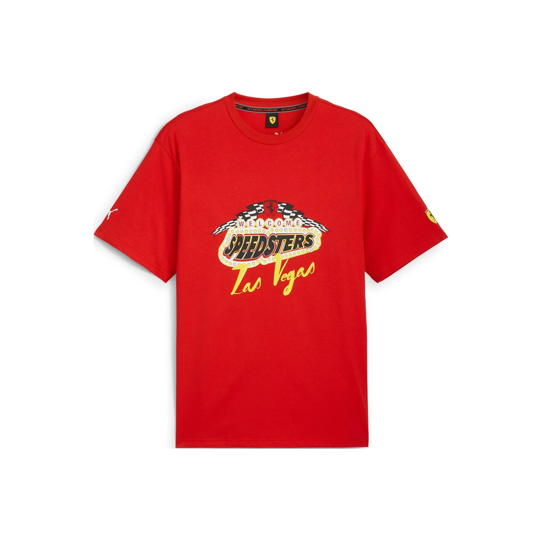 PUMA x Ferrari Mapm Street Collaboration Race Garage Crew Las Vegas Tee T Shirt Men's Red