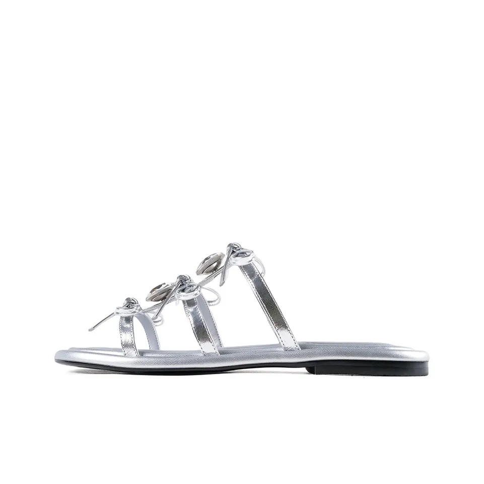 CICIFOR Резиновая подошва стразы устойчивые слипоны женские серебряные