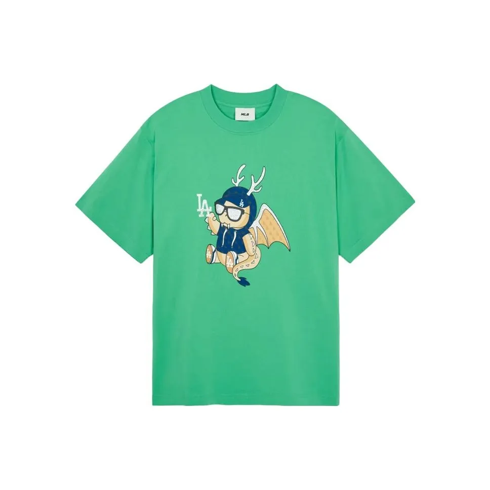 MLB Los Angeles Dodgers Ограниченная коллекция "Год Дракона" SS24 T-рубашка унисекс зеленая