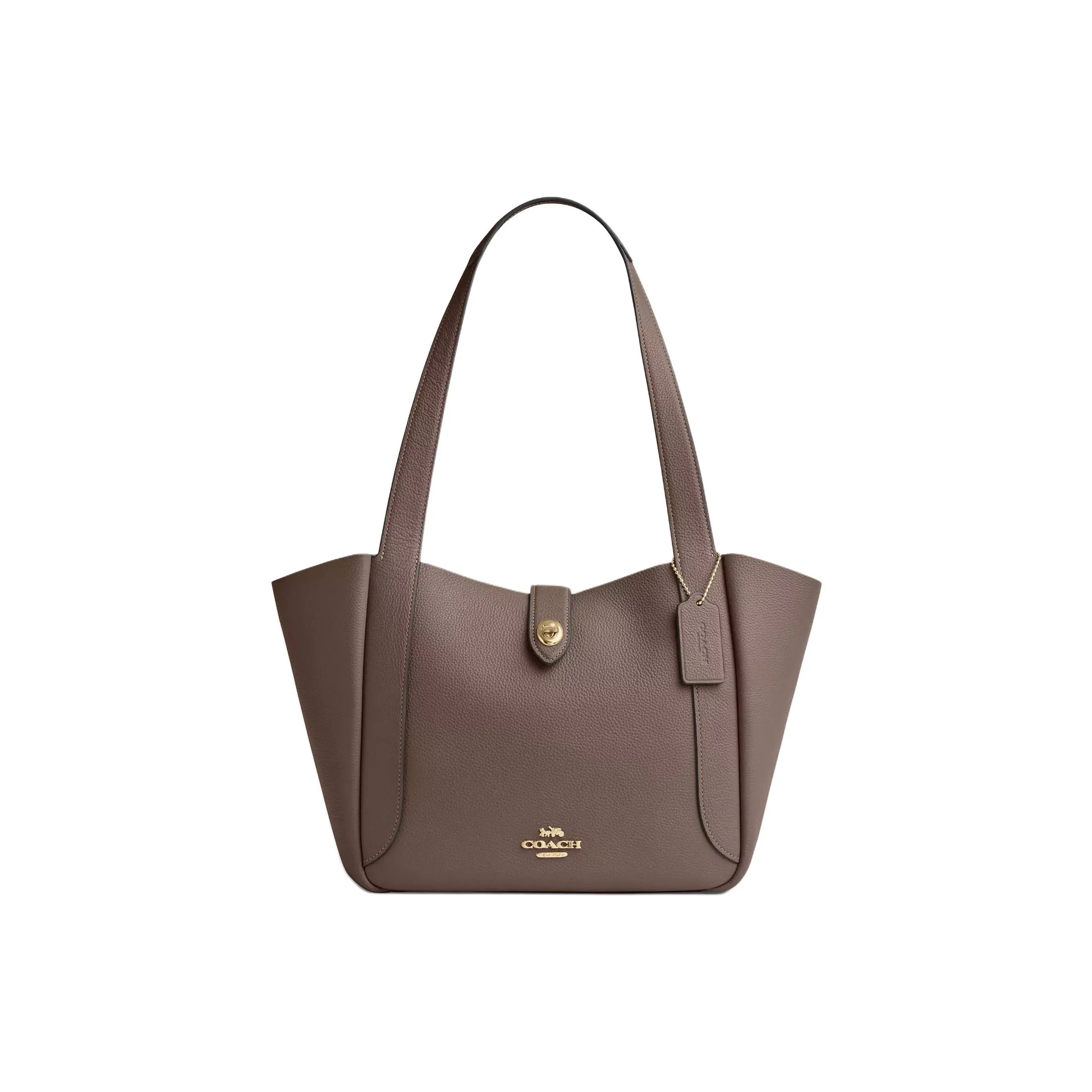 COACH Hadley Кожа Тоут Сумка Сумка для покупок Сумка на плечо Большая Женская Темно-коричневая
