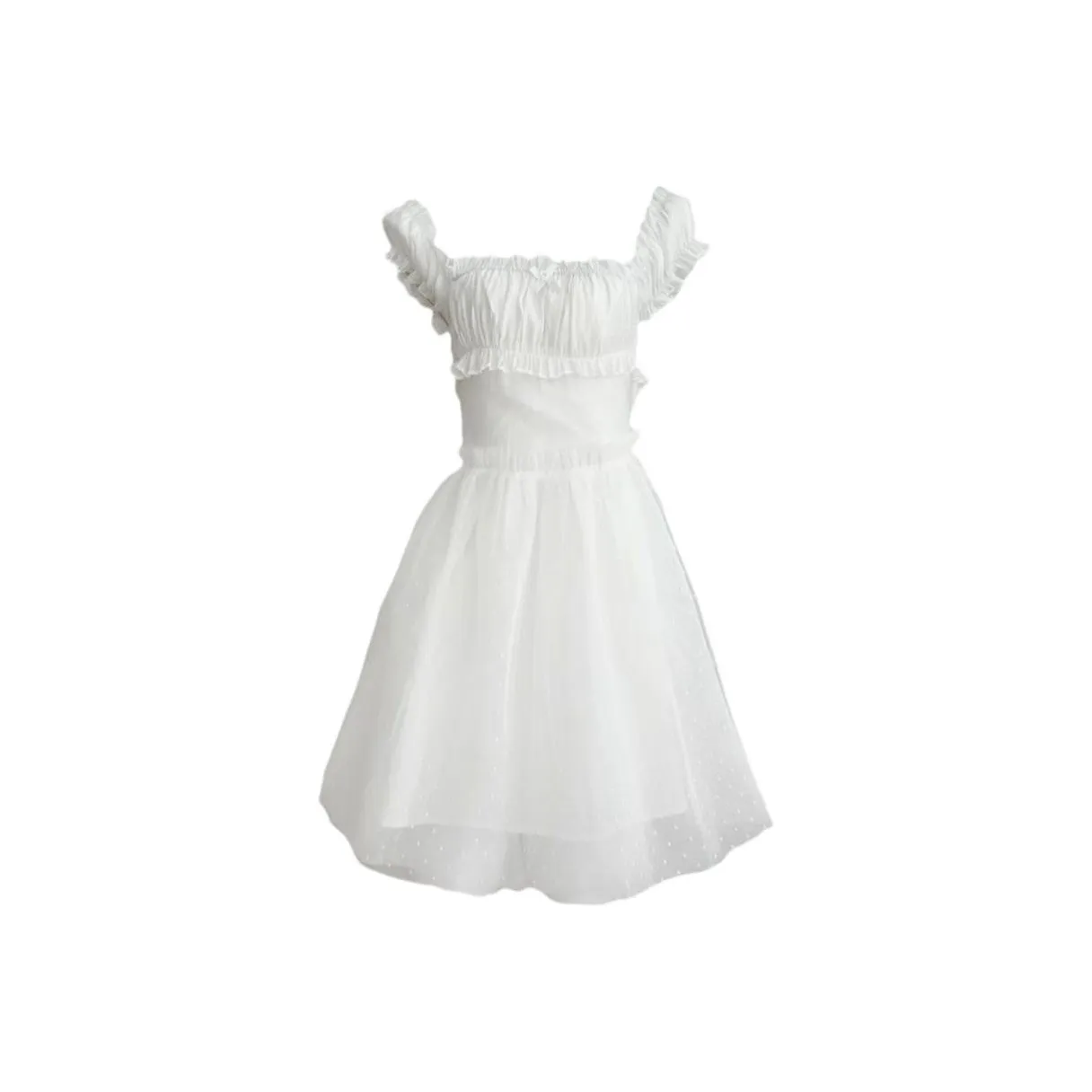 MO VOICE Короткий рукав Платье Женское Белое