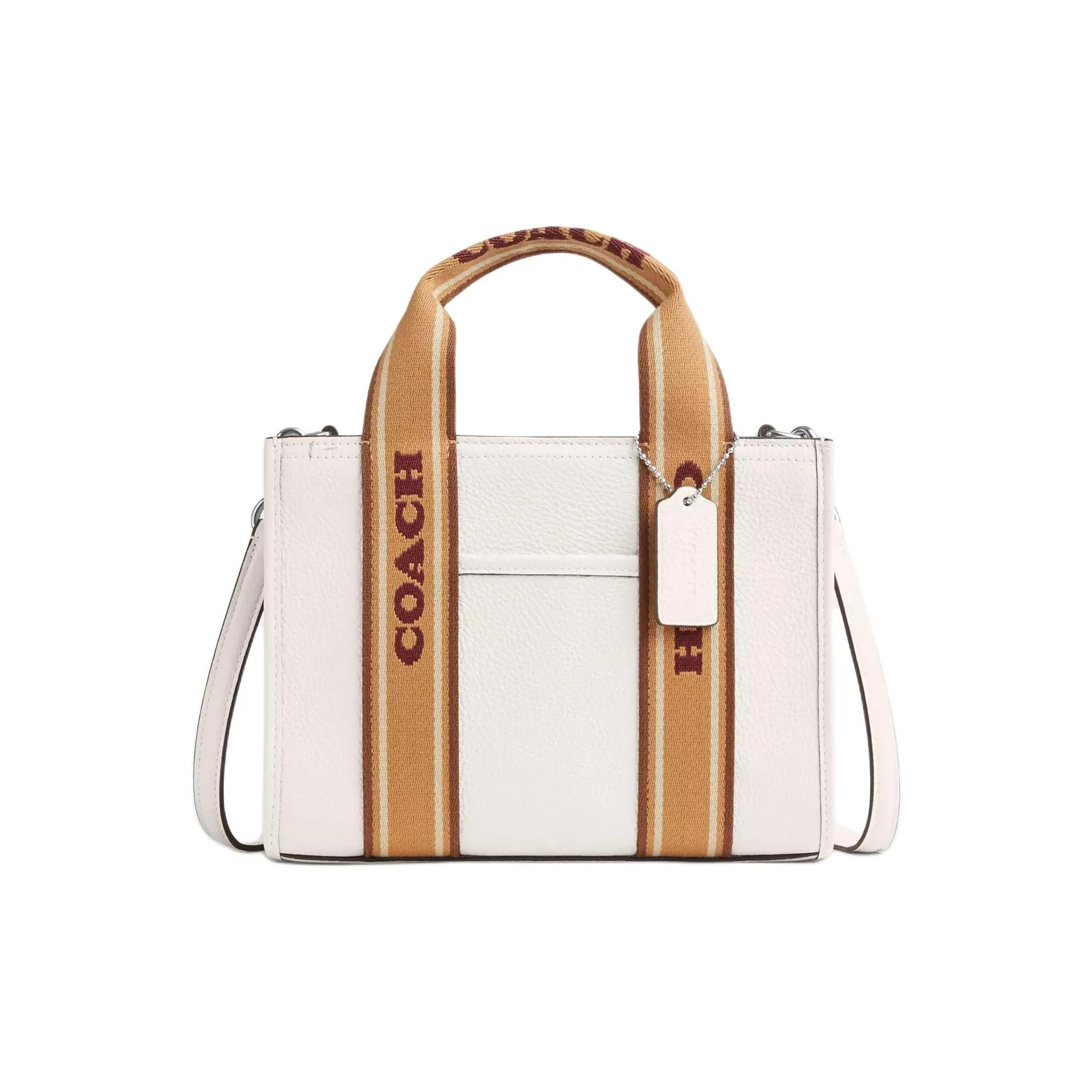 COACH Smith Leather Tote Bag, Shopping Bag, Handbag Medium Size Women's White & Brown