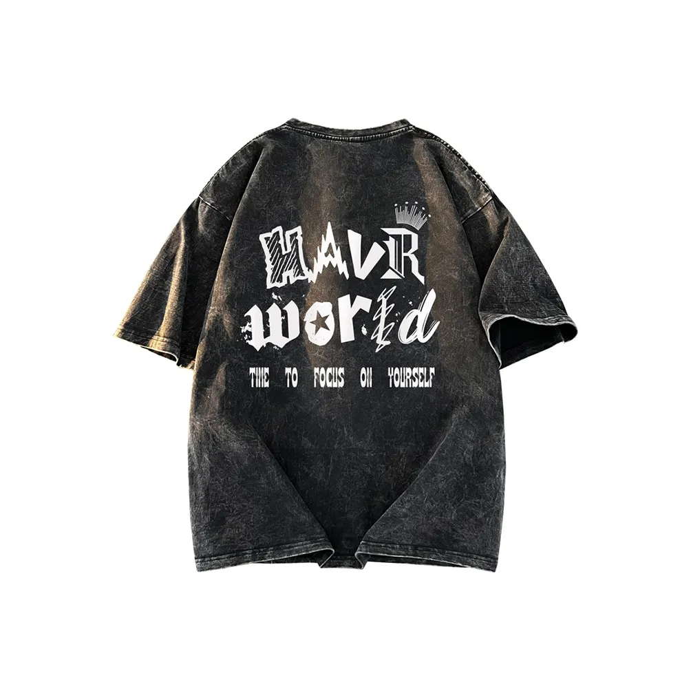 HAVR Тяжелый Тонкий Короткий Рукав Т-Рубашки Унисекс