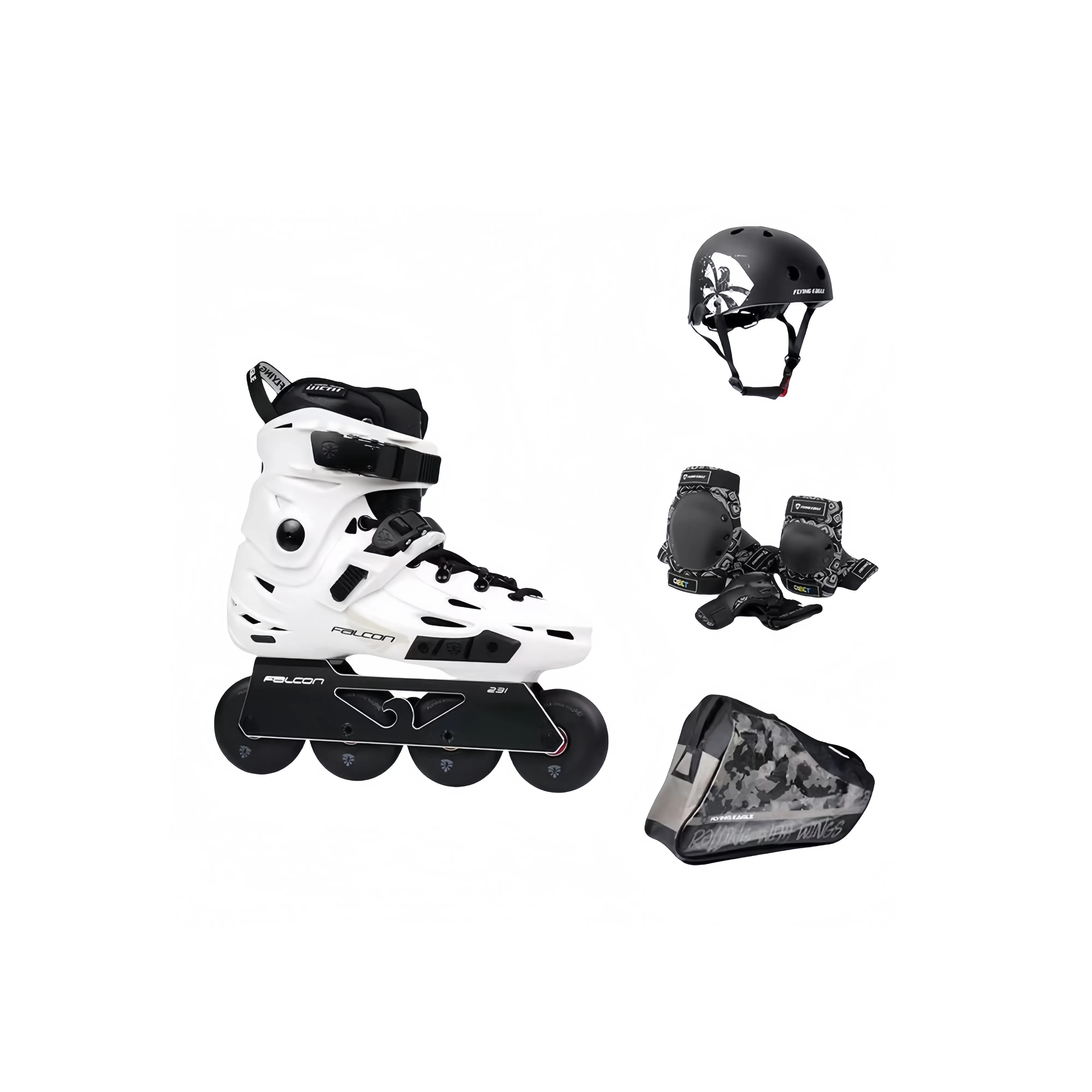 FLYING EAGLE Inline Skates Polypropylene PP, PU Rubber, Aluminum Alloy Outdoor Unisex Black White
