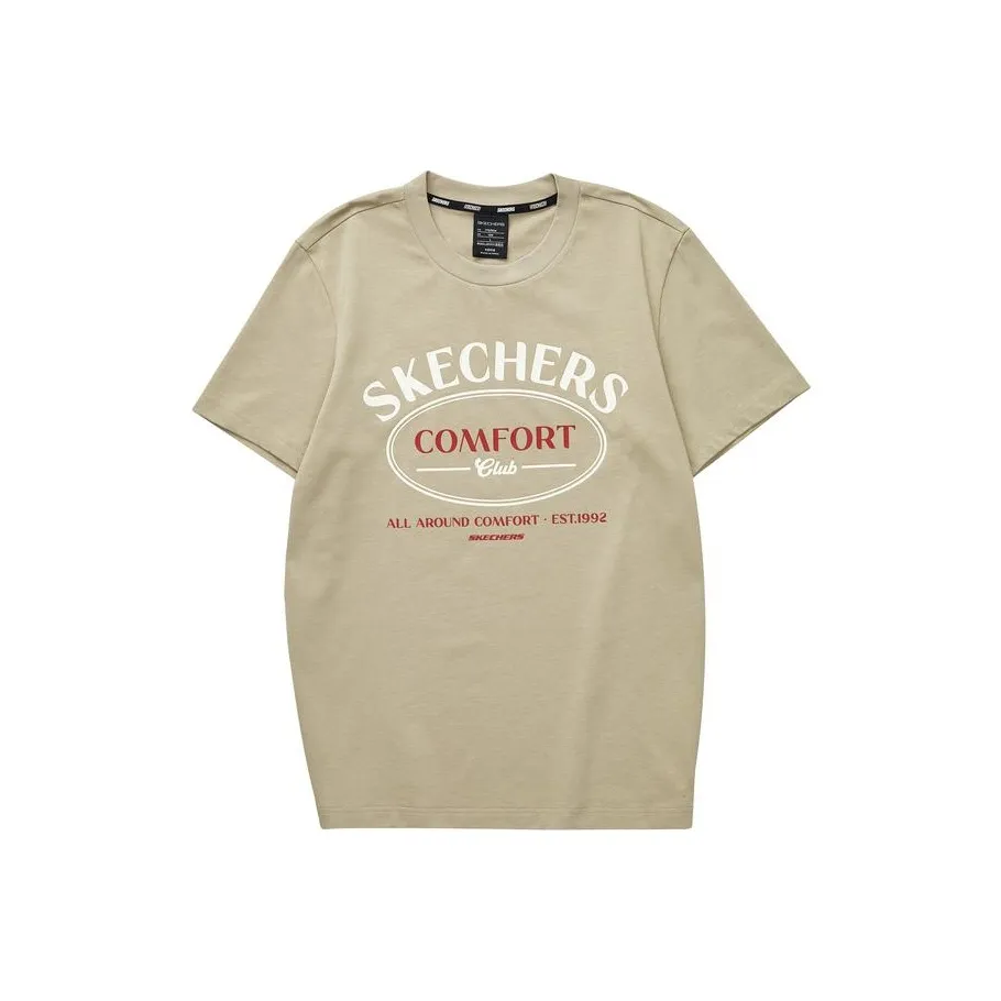 Skechers Colorful T Рубашка Мужская Бежевая Коричневая