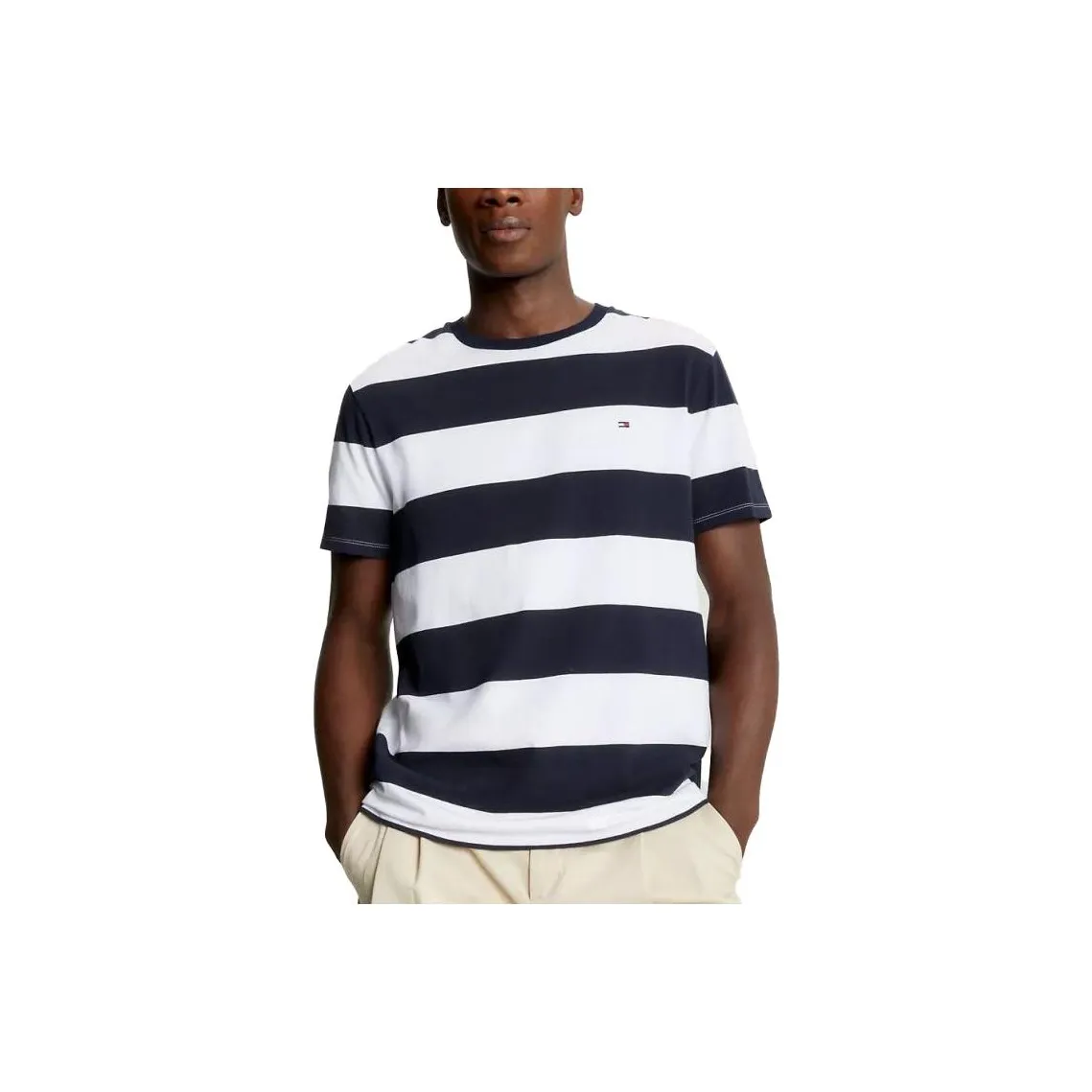 Tommy Hilfiger Регби Stripe T Рубашка T Рубашка Мужская Белая