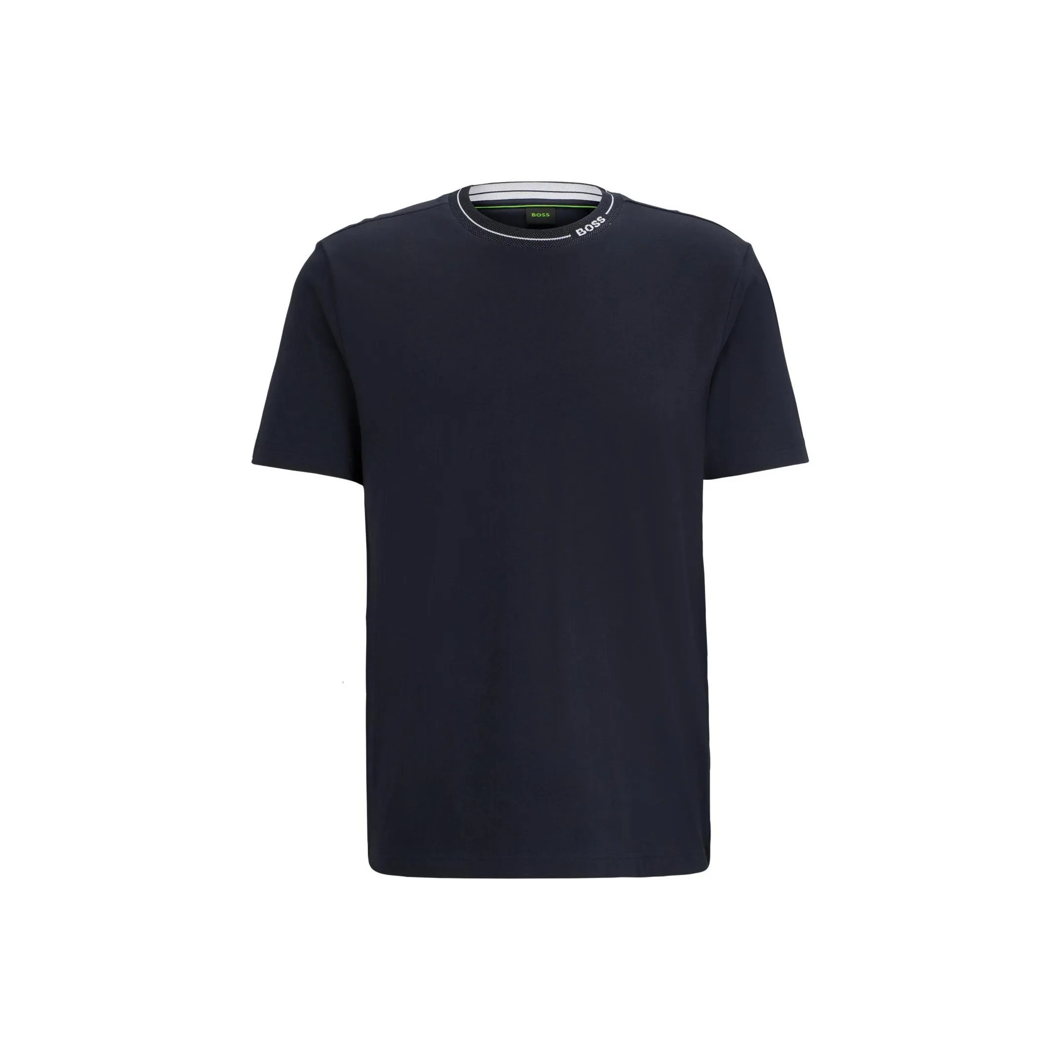 HUGO BOSS Cotton Jersey Regular Fit T Shirt With Branded Collar T Shirt Men's Dark Blue
