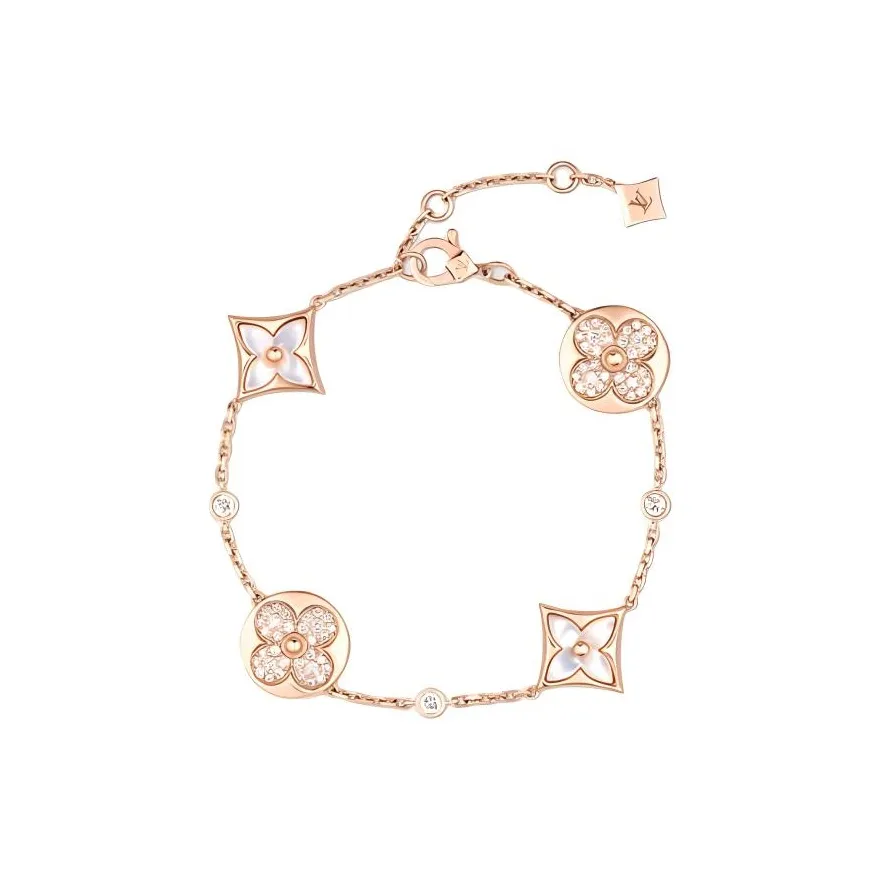 LOUIS VUITTON 18K Rose Gold, Mother Of Pearl, Diamond Bracelets Unisex Pink Gold