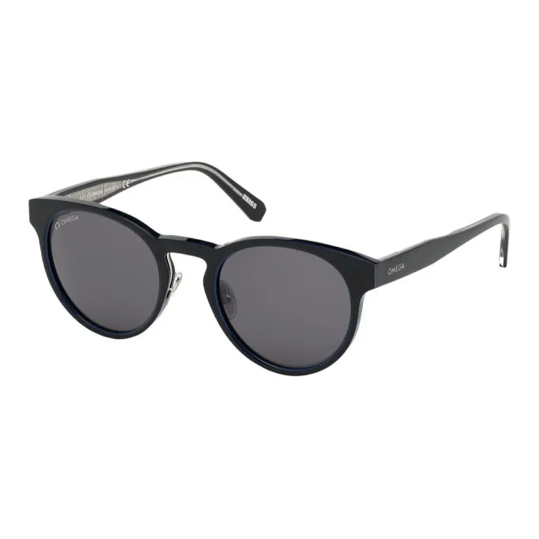 OMEGA Ацетат Круглые Солнцезащитные очки Унисекс Черный