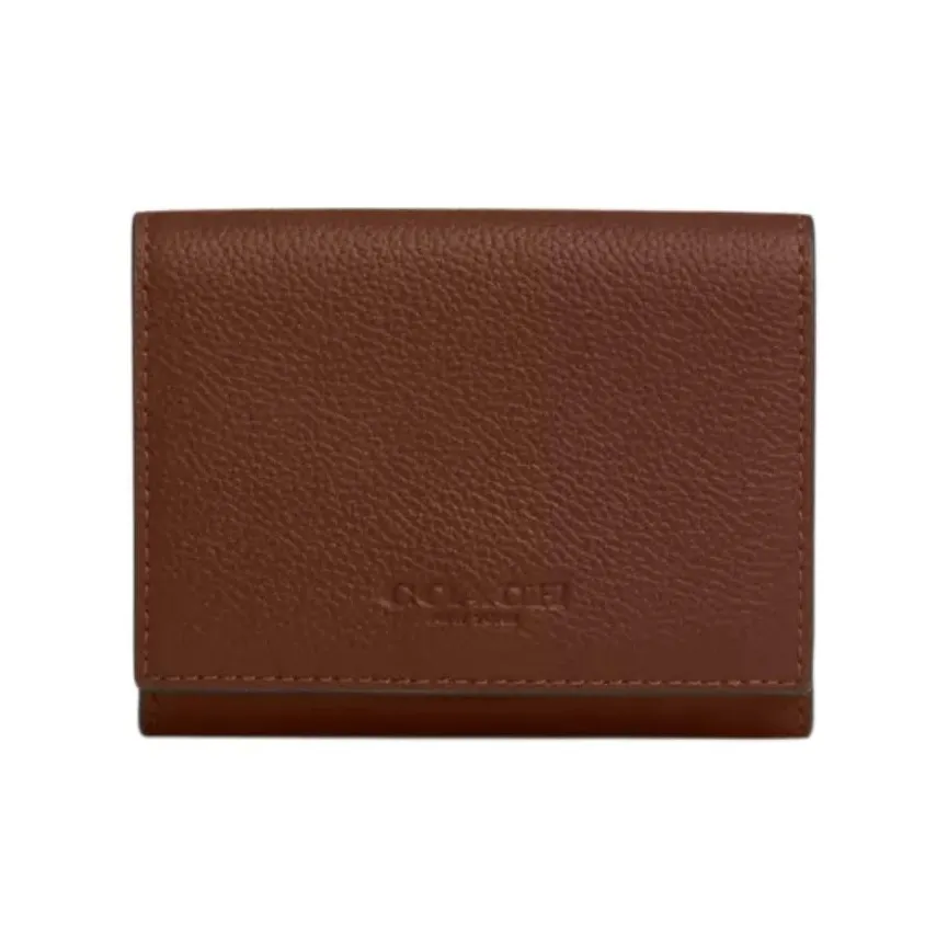 COACH Trifold Wallet Calfskin Wallet Mini Men's Brown