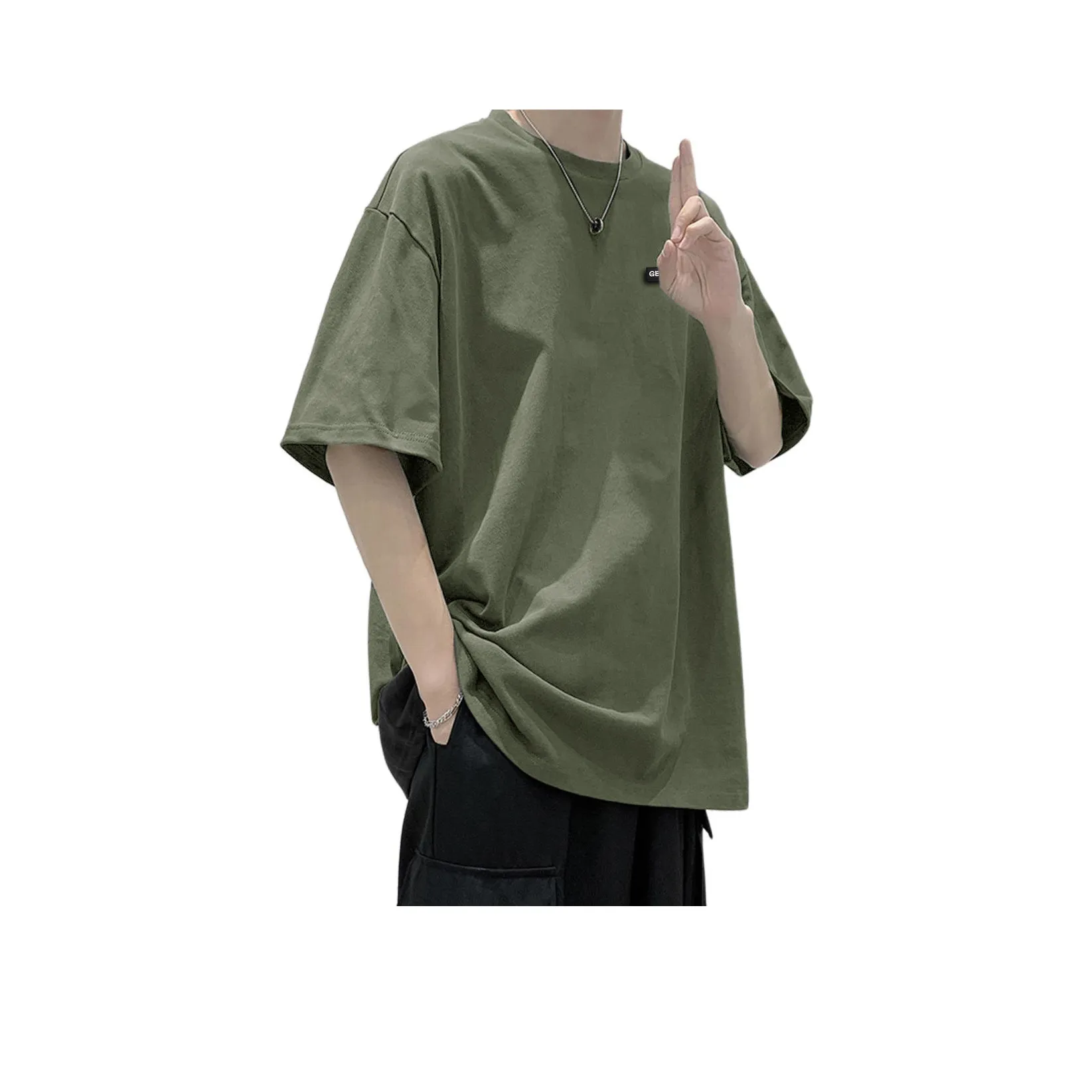 Tonlion T-рубашка мужская армейского зеленого цвета