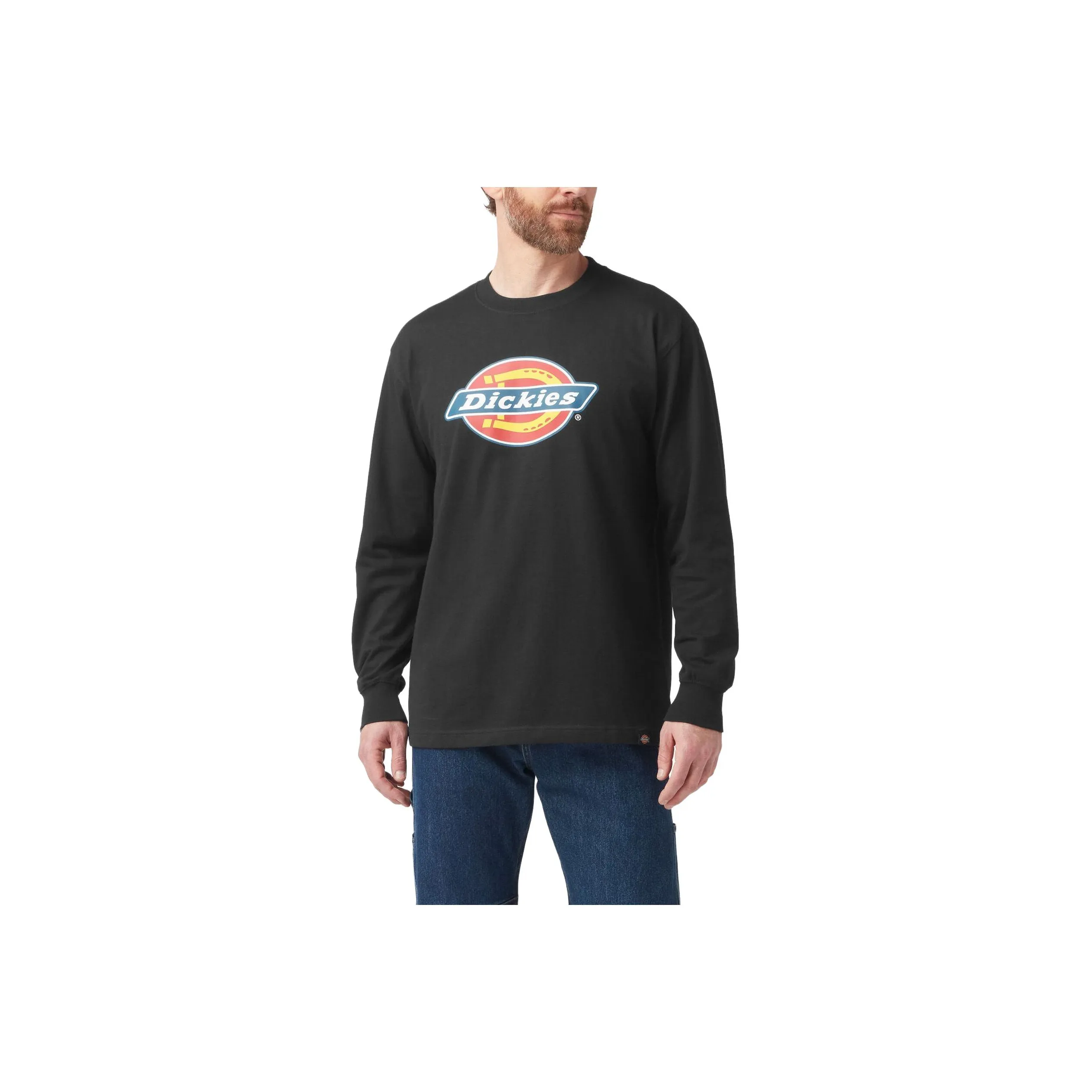 Dickies Трицветный Логотип Графический Длинный Рукав Т-Рубашка Т-Рубашка Мужская Черная
