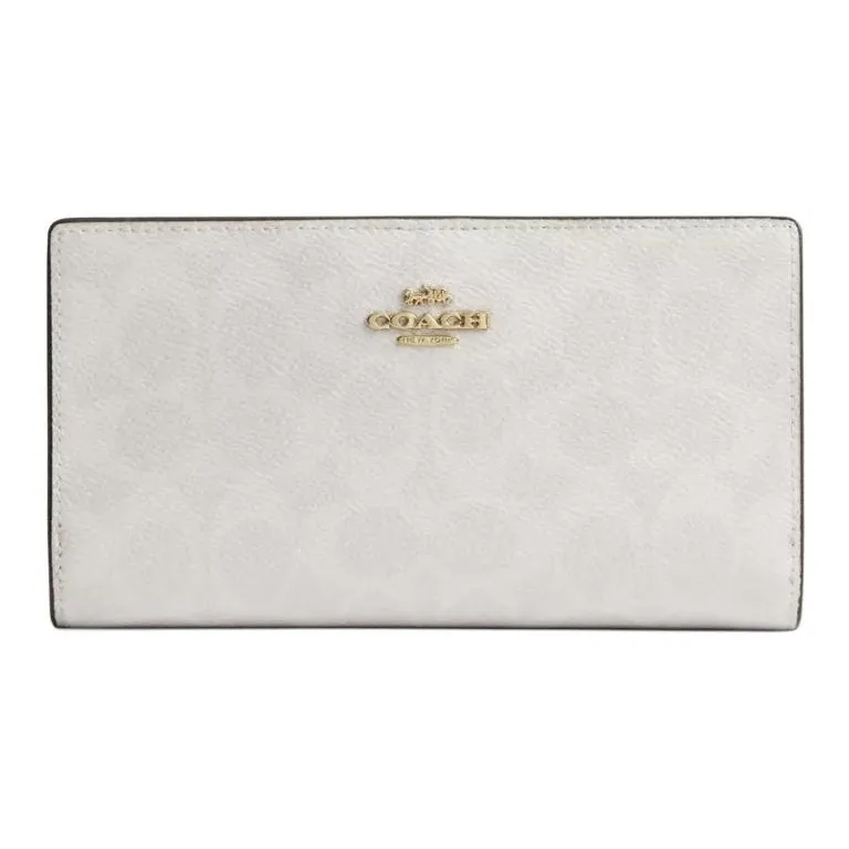 COACH Coated Canvas Wallet Trumpets Women's White & Chalk