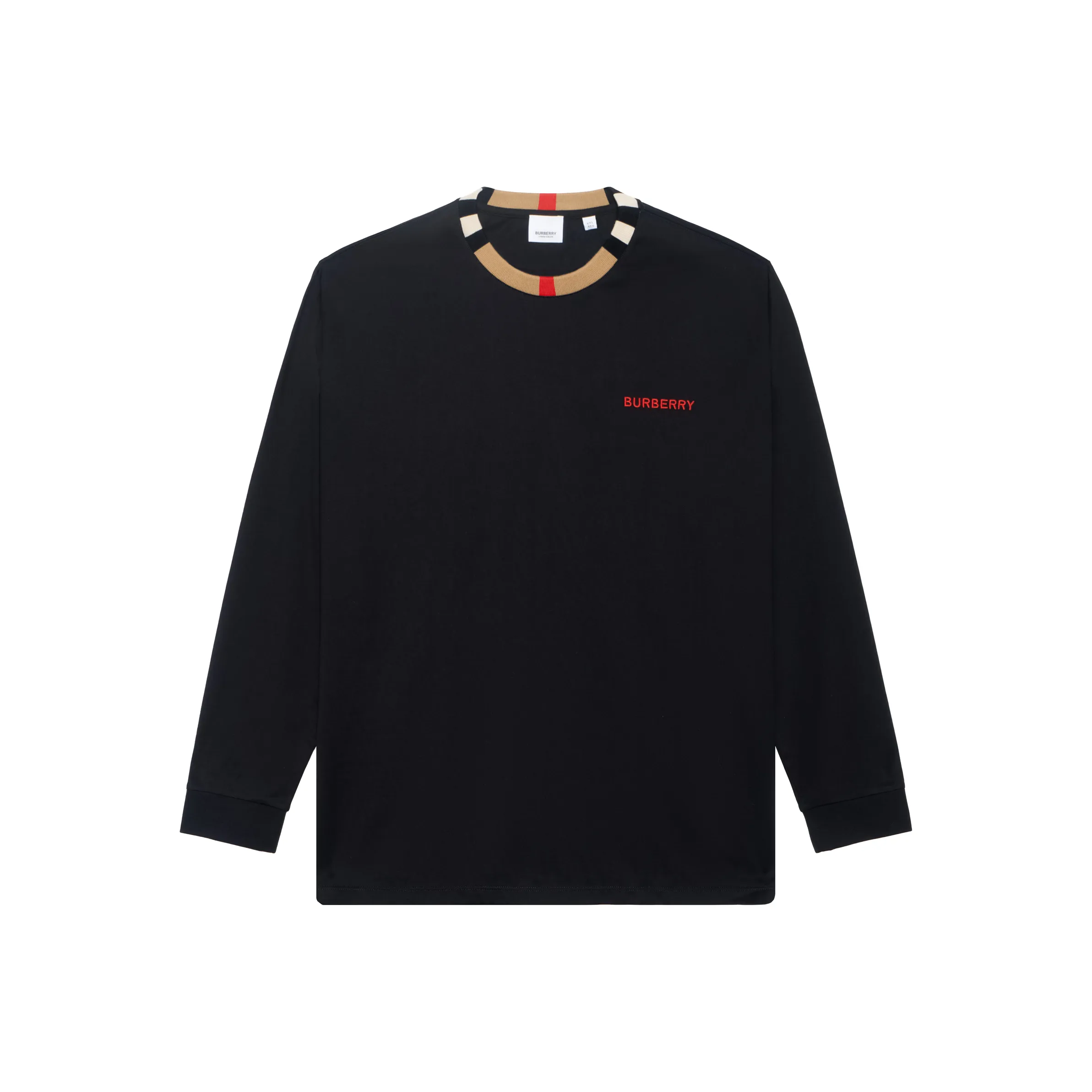 Burberry Icon Stripe Trim Cotton Sweatshirt