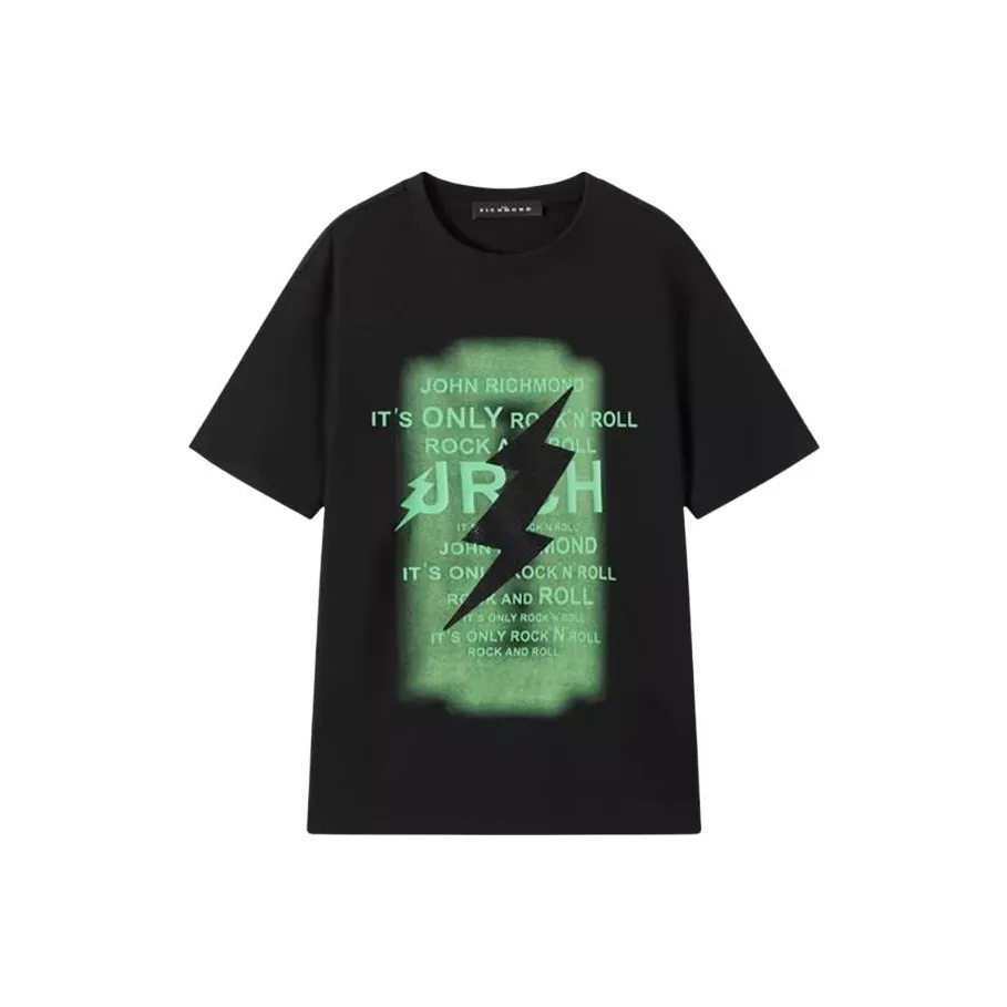 JOHN RICHMOND Цветовой блок Вышивка And Стразы Пирография Свободный крой Короткий рукав Т-рубашка Мужская