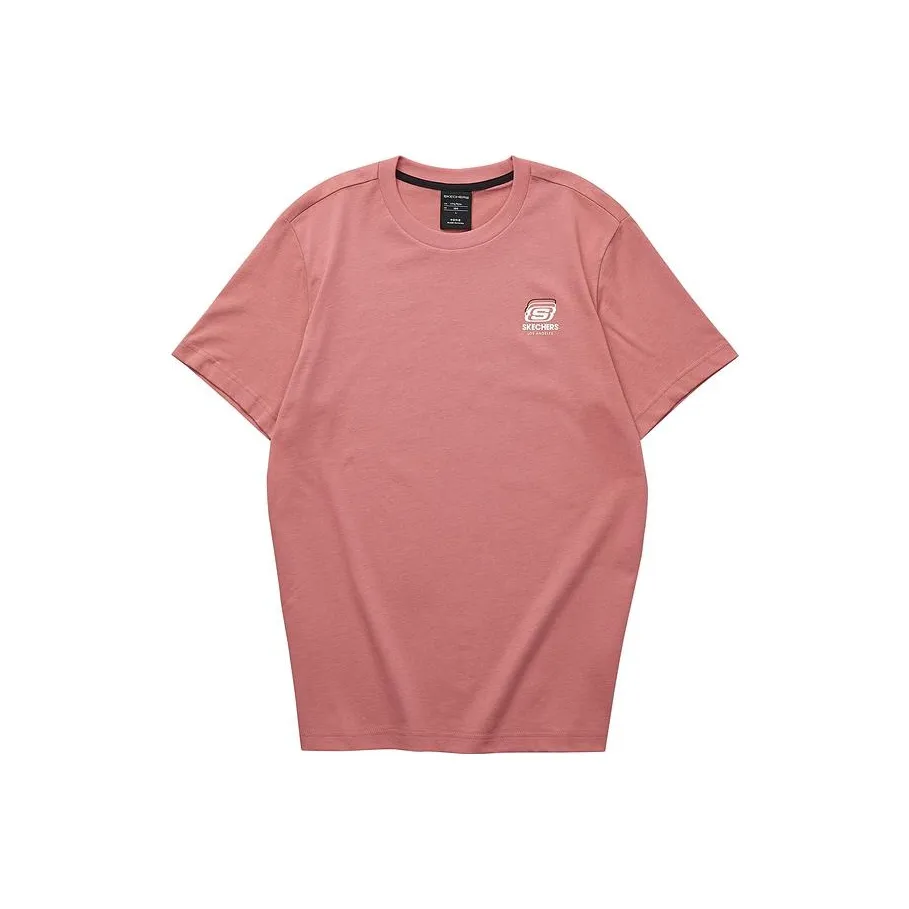 Skechers Drop Shoulder Sleeve T Shirt Unisex Gray Rose Pink