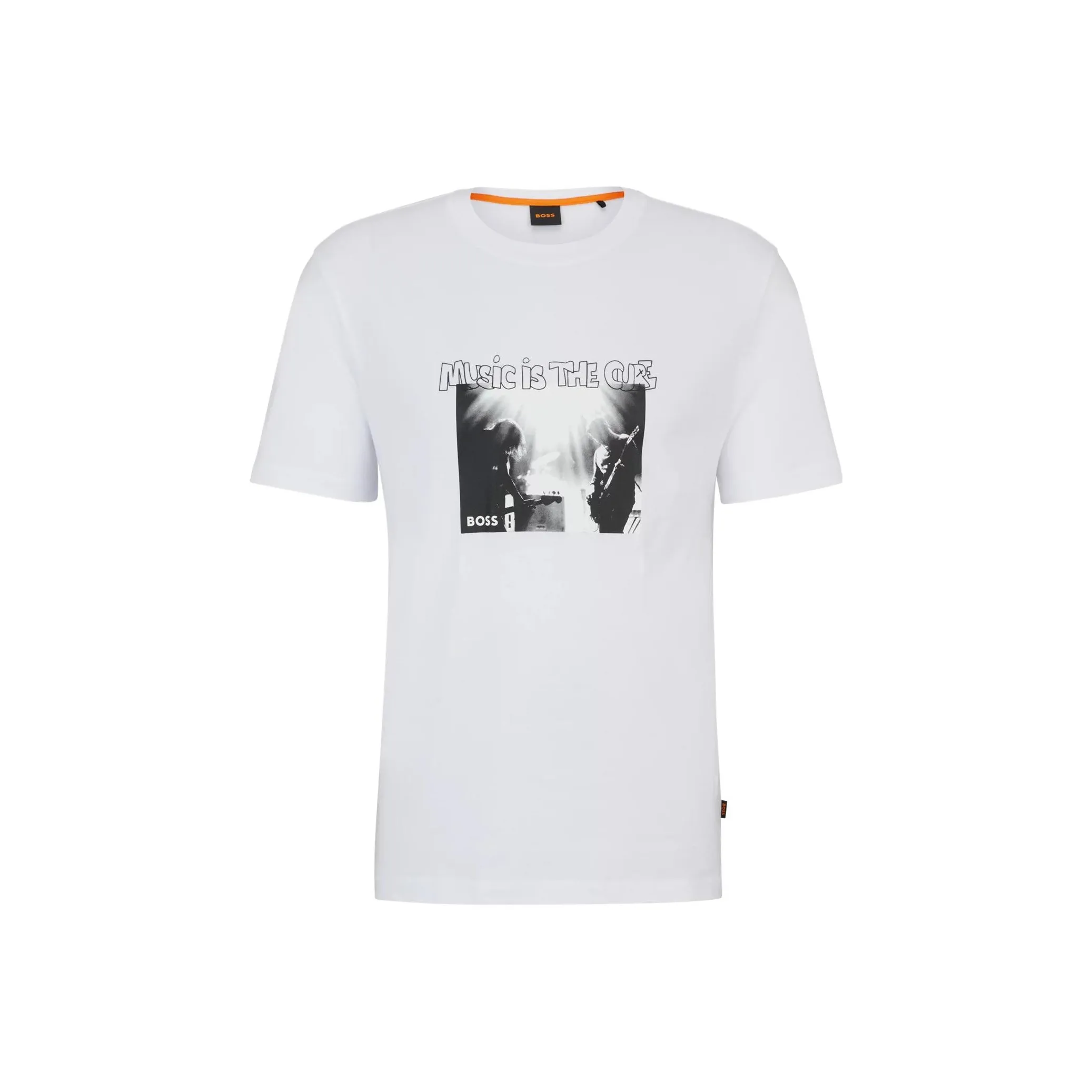 HUGO BOSS Cotton Jersey T Shirt With Seasonal Artwork T Shirt Men's White