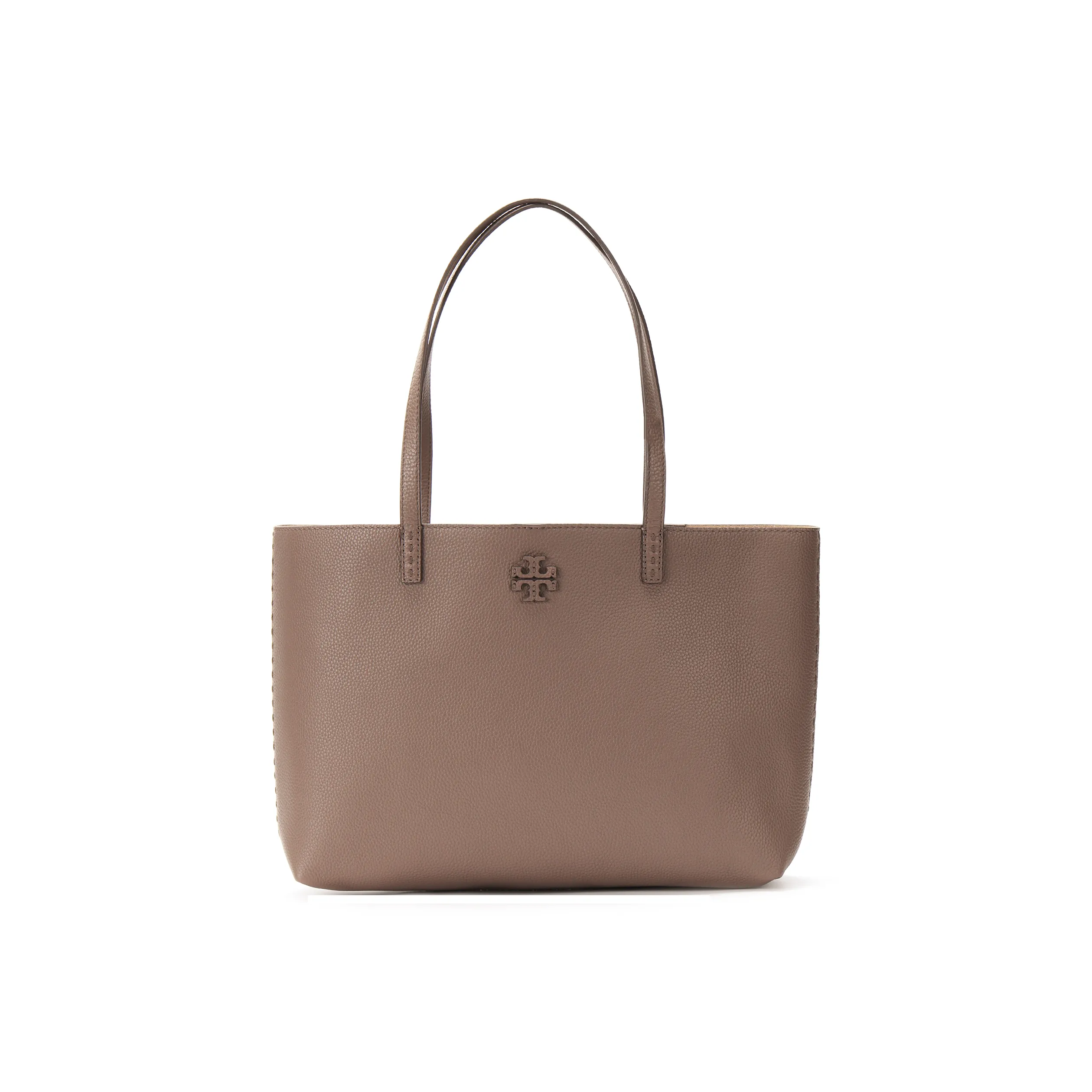 TORY BURCH McGraw Cow Leather Tote Bag, Shopping Bag, Handbag, Shoulder Bag Trumpets Women's Silver Maple