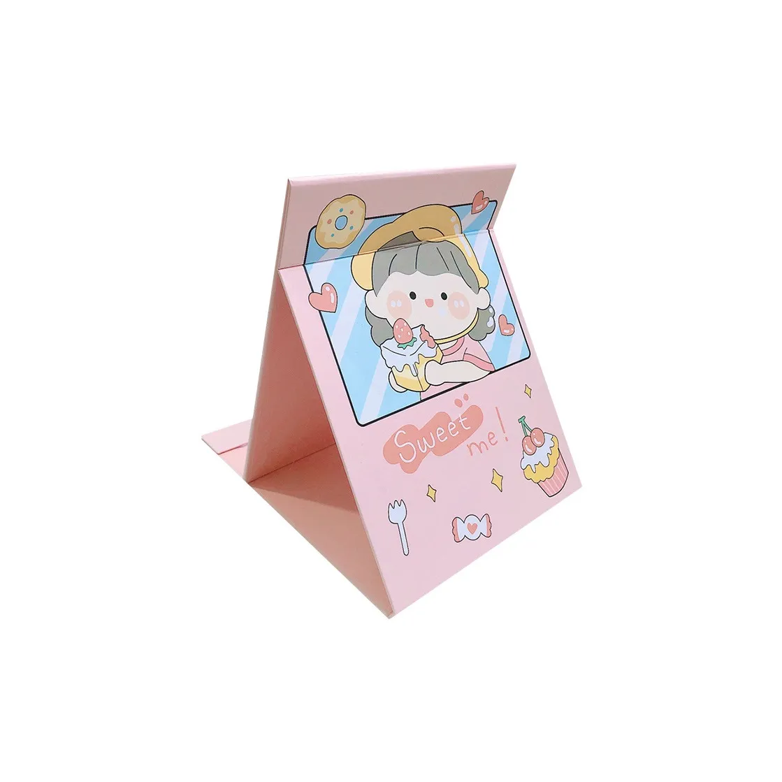 XIBI Cartoon Folding Mirror Desktop Standable Large Size Makeup Mirror For Students
 Dormitory Portable Dressing Mirror