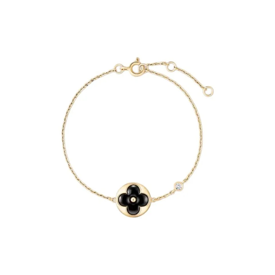 Lv Color Blossom Bb Sun Bracelet Yellow Gold Onyx And Diamond