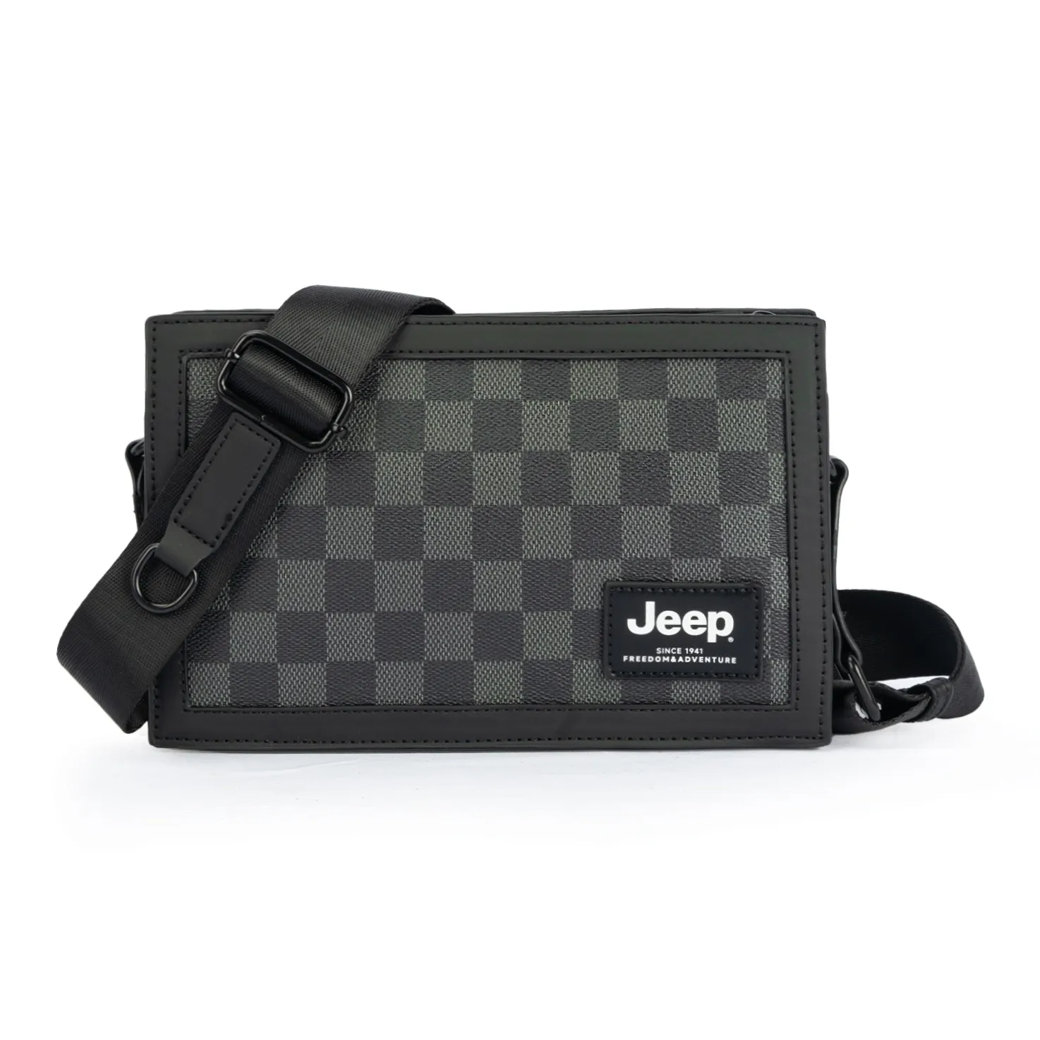 JEEP ПУ (полиуретан) Повседневная Универсальная Камера Сумка Маленькая Квадратная Сумка Сумка через плечо Сумка на плечо Стандартная Унисекс Черная Клетка