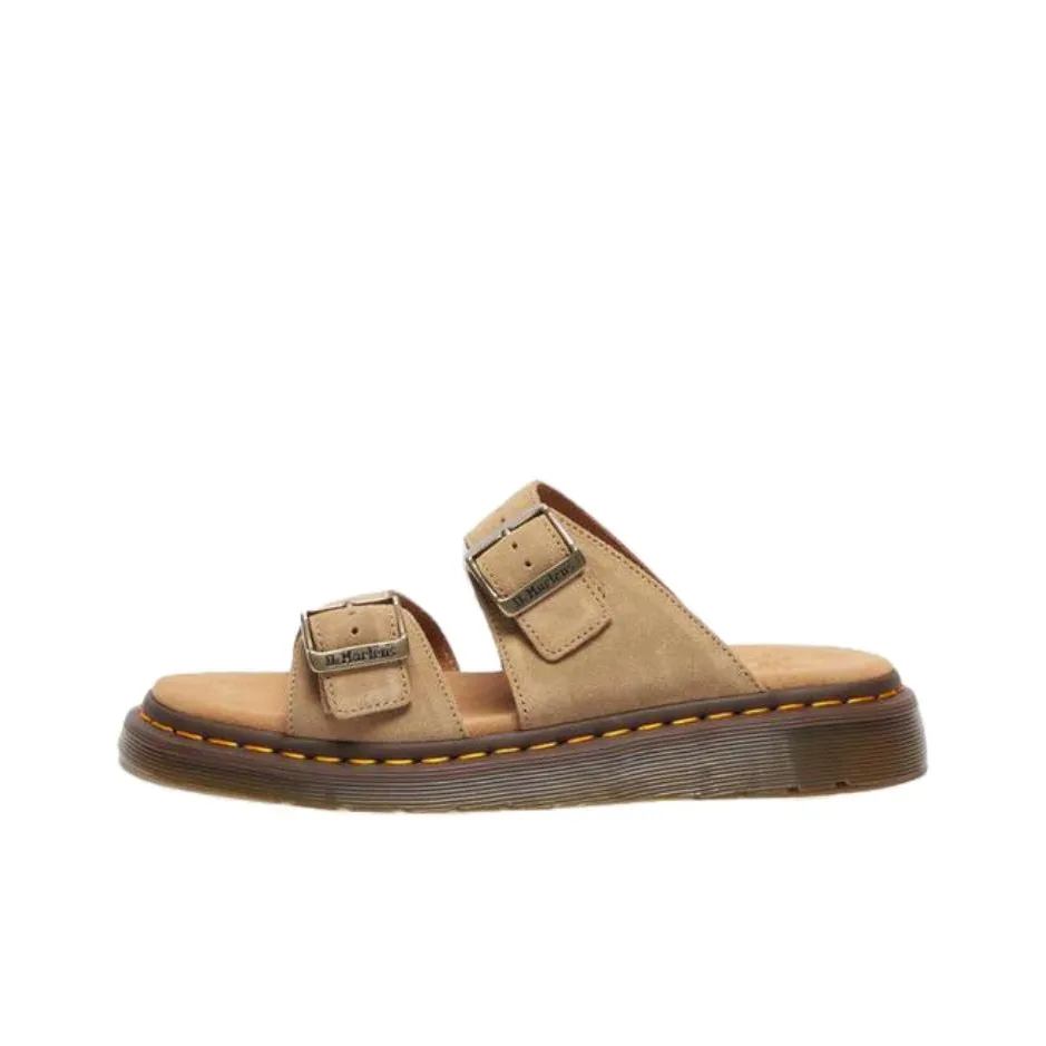 Dr. Martens Josef Suede Slide Sandals Savannah Tan Bronx Suede