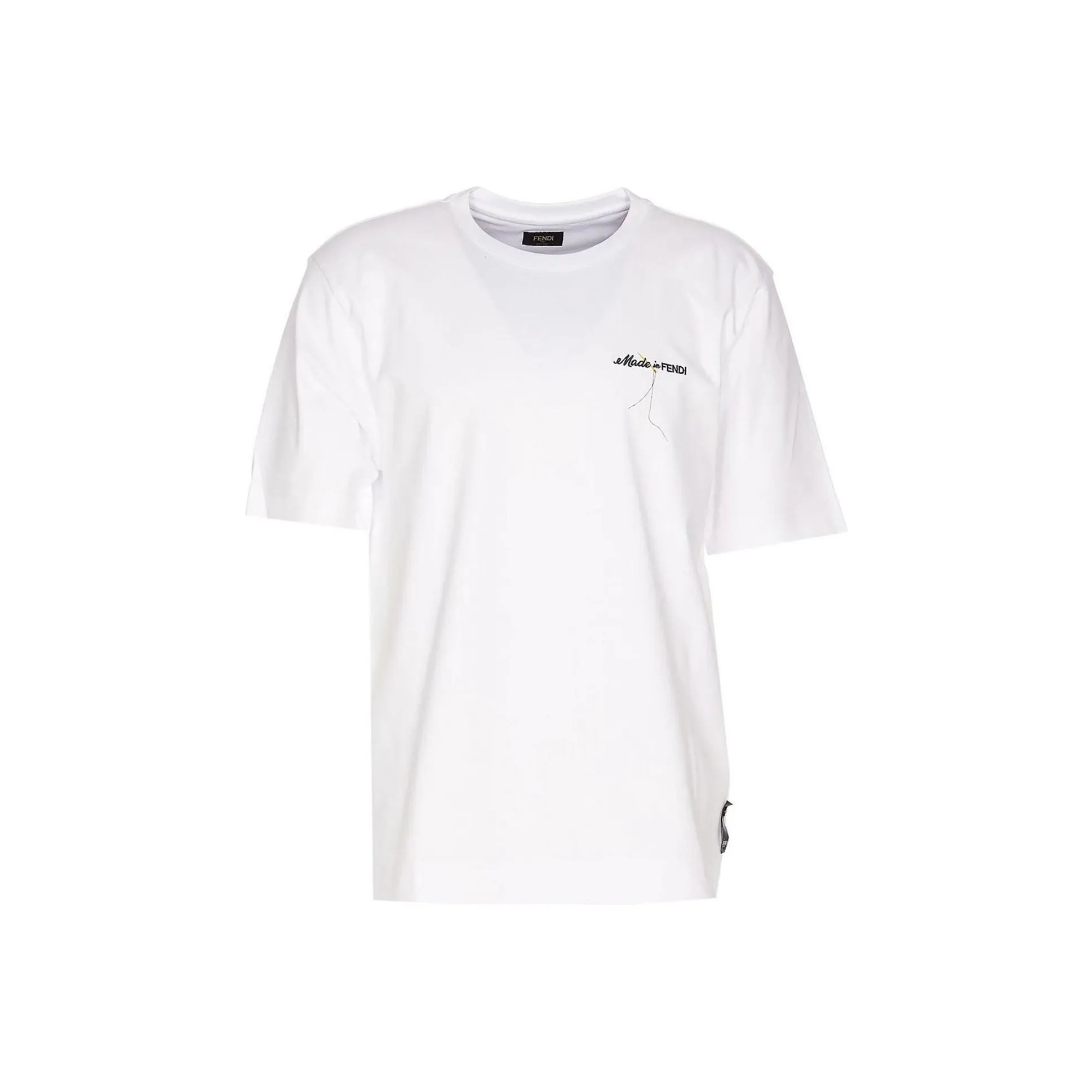 FENDI Logo Embroidered Crewneck T Shirt