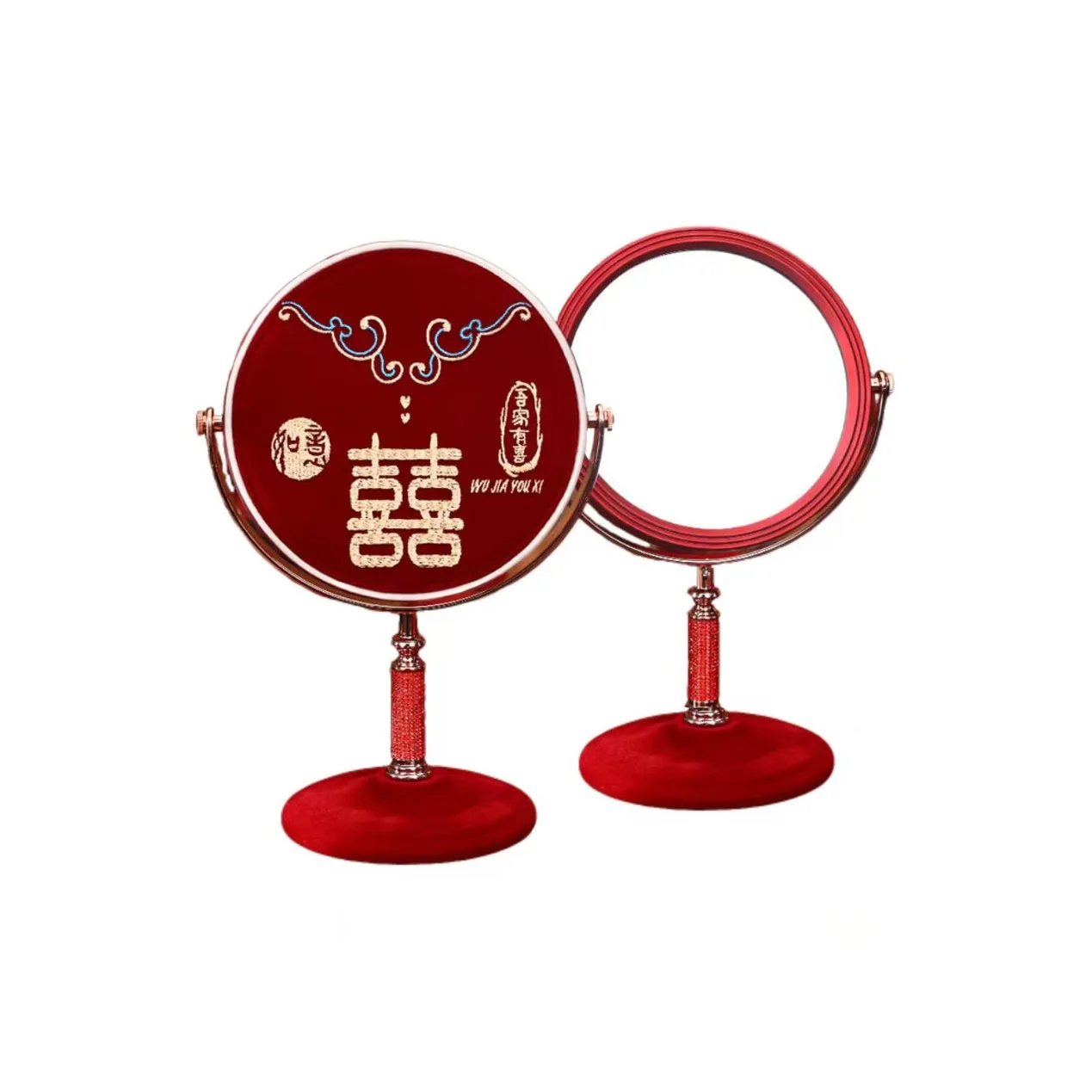 XIBI Свадьба Bridal Вышивка Зеркало для макияжа Коробка Красный Невеста Основная часть Уход за собой Аксессуары