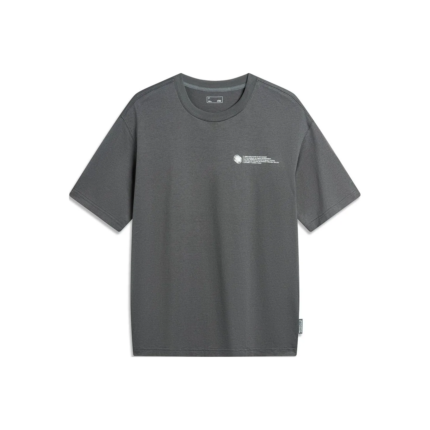 LiNing Drop Shoulder Sleeve T Shirt Men's Thunderstorm Gray