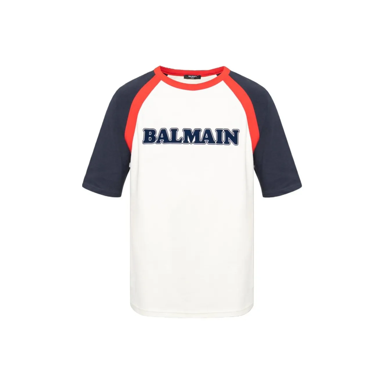 BALMAIN Flocked Logo Crewneck T Shirt