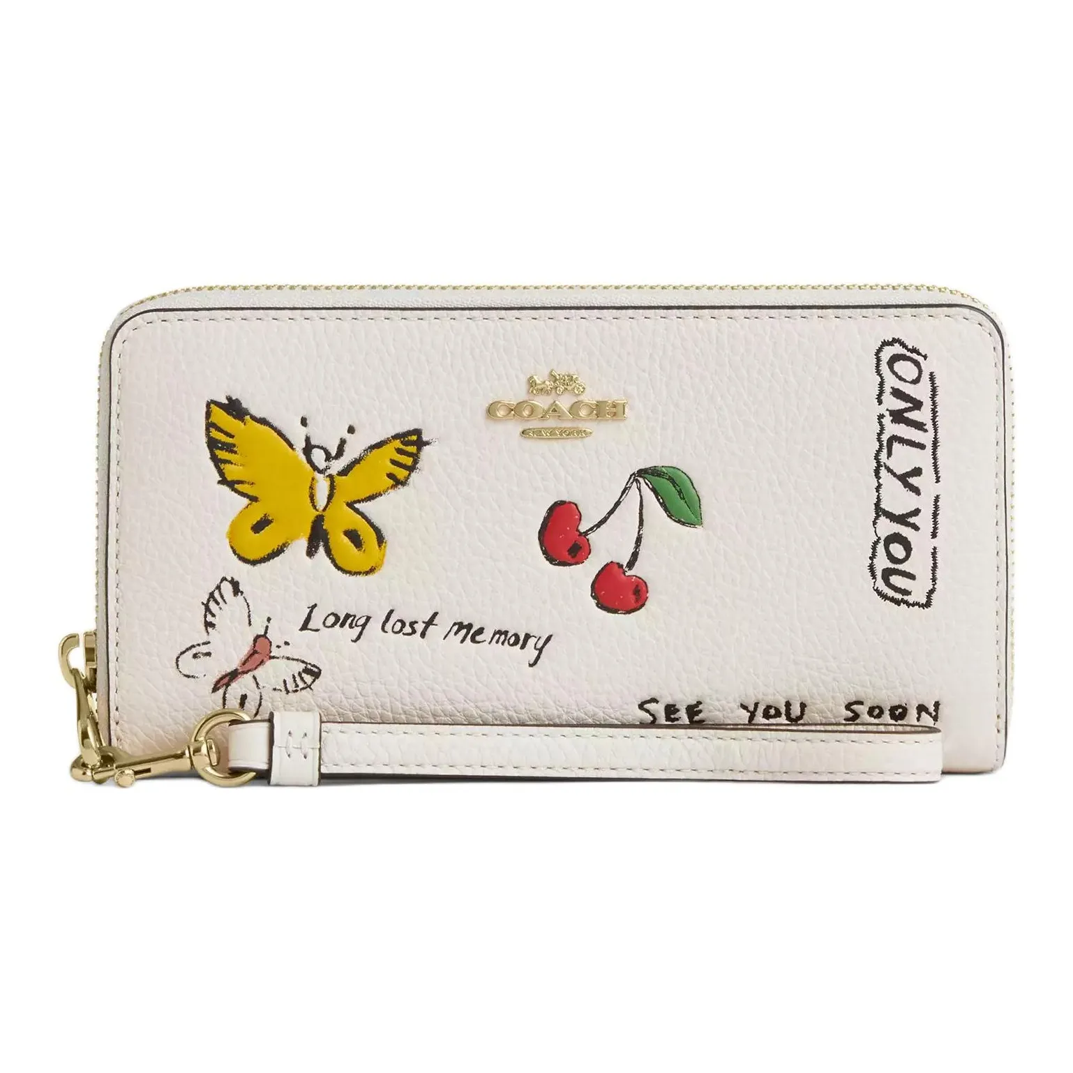 COACH Zip Around Кожа Кошелек Маленький Женская Белая