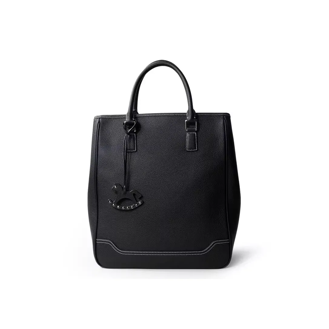 MINIBIRD Лицевая коровья кожа Тоут Большой Женский Черный Карамель