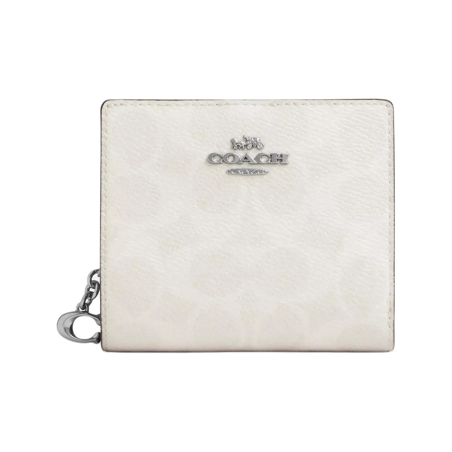 COACH Snap Wallet Кожа Кошелек Мини Women's Silver Пэчворк Белый Розовый Мел