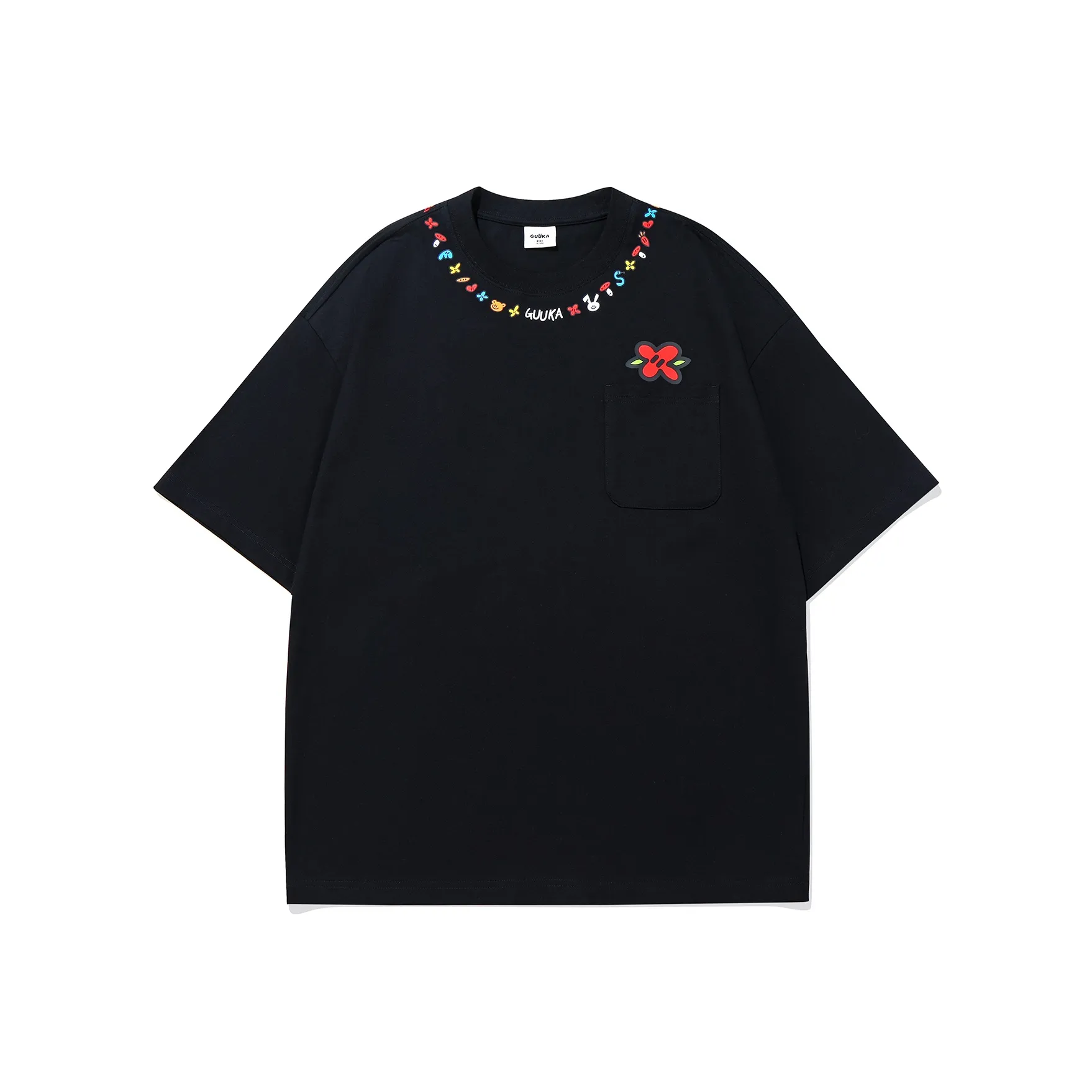 Guuka x AGAHO Короткий рукав T-рубашки Мужской Черный