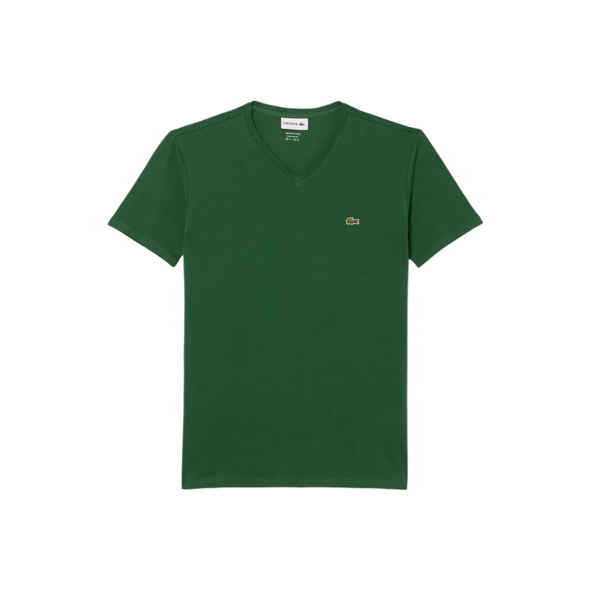 LACOSTE Logo embroidered Cotton V neck T shirt
