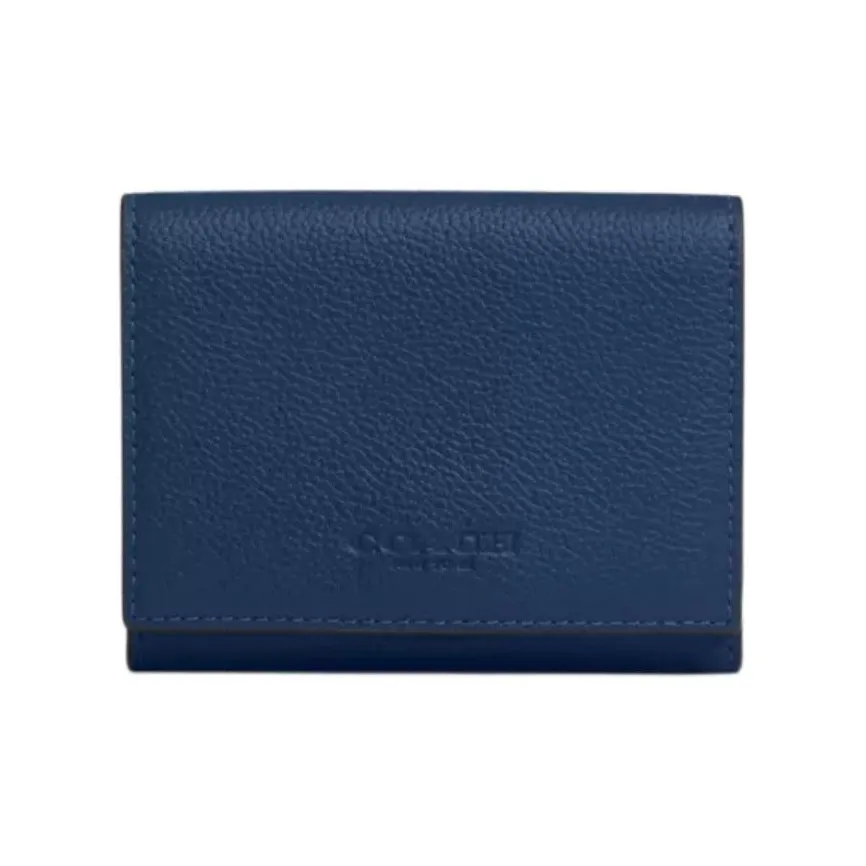 COACH Smooth Calf Leather Wallet Mini Men's Dark Blue