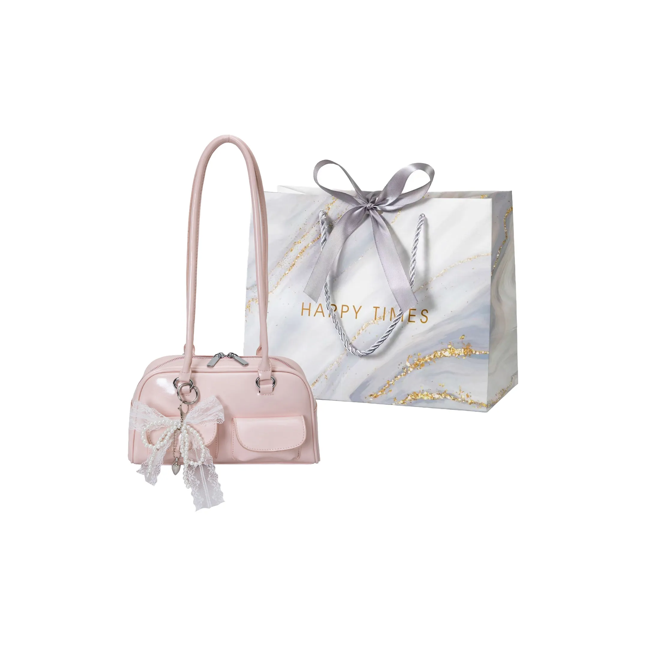 Miss Angel ПУ (полиуретан) Bowling Bag Сумка через плечо Женская Розовая Белая