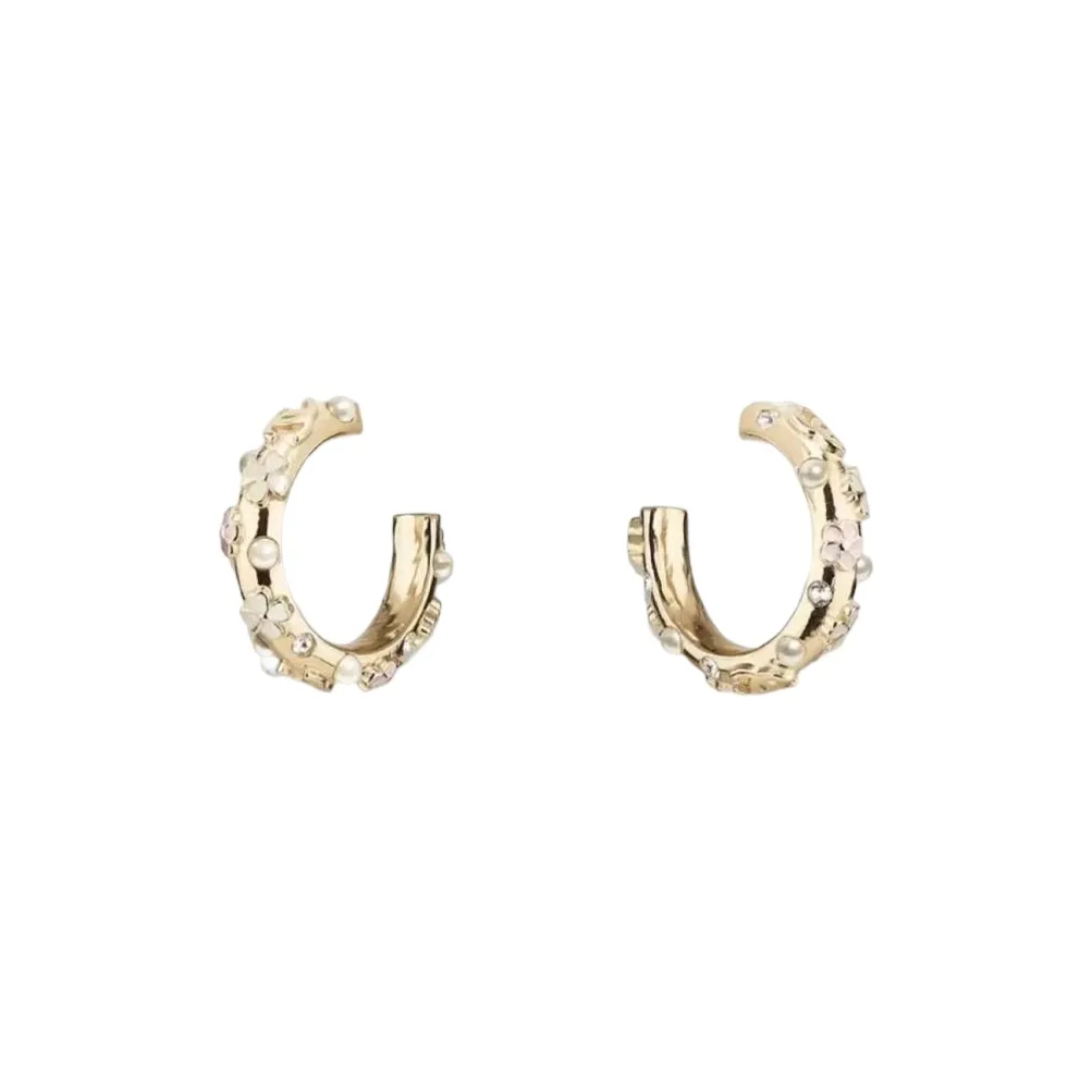 CHANEL Hoop Earrings Women's Gold