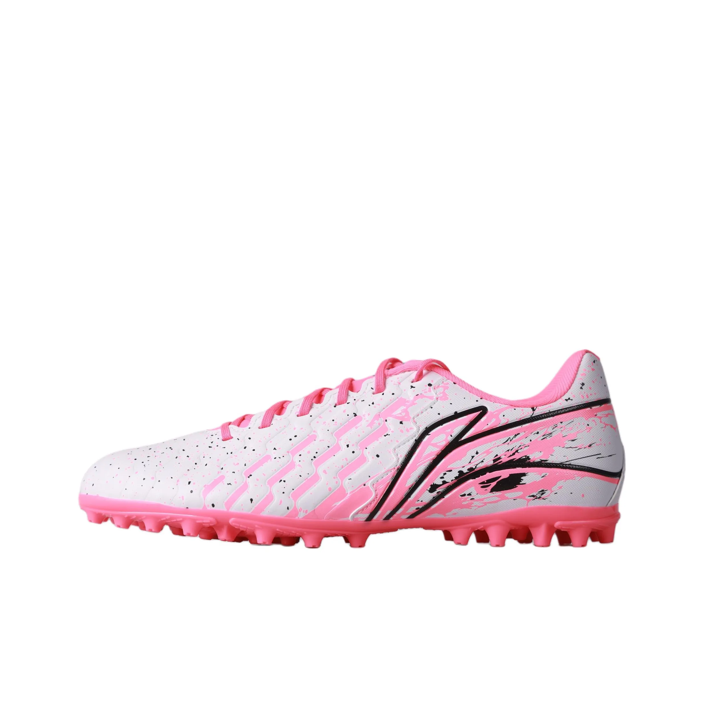 LINING YOUNG Football Slip-Resistant Низкие Футбольные Бутсы Флуоресцентные Лотос Розовые Детские