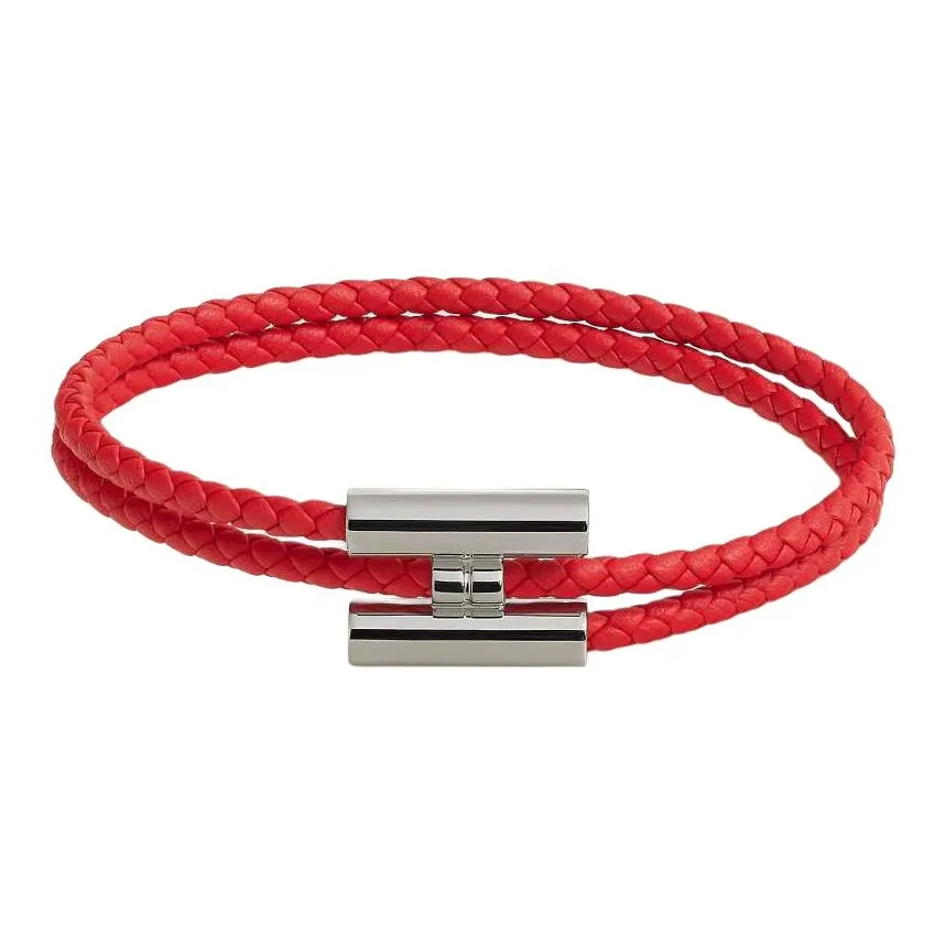 HERMES Palladium, Leather Bracelets Unisex Red