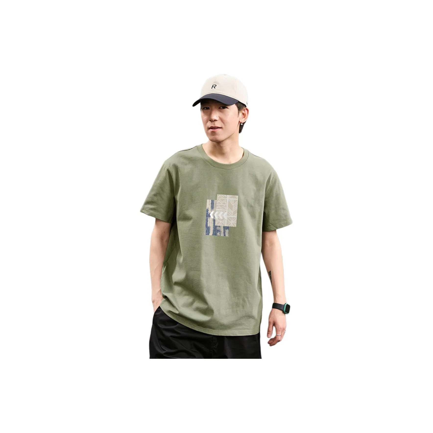 Tonlion T Shirt Men's Gray Yellow Green