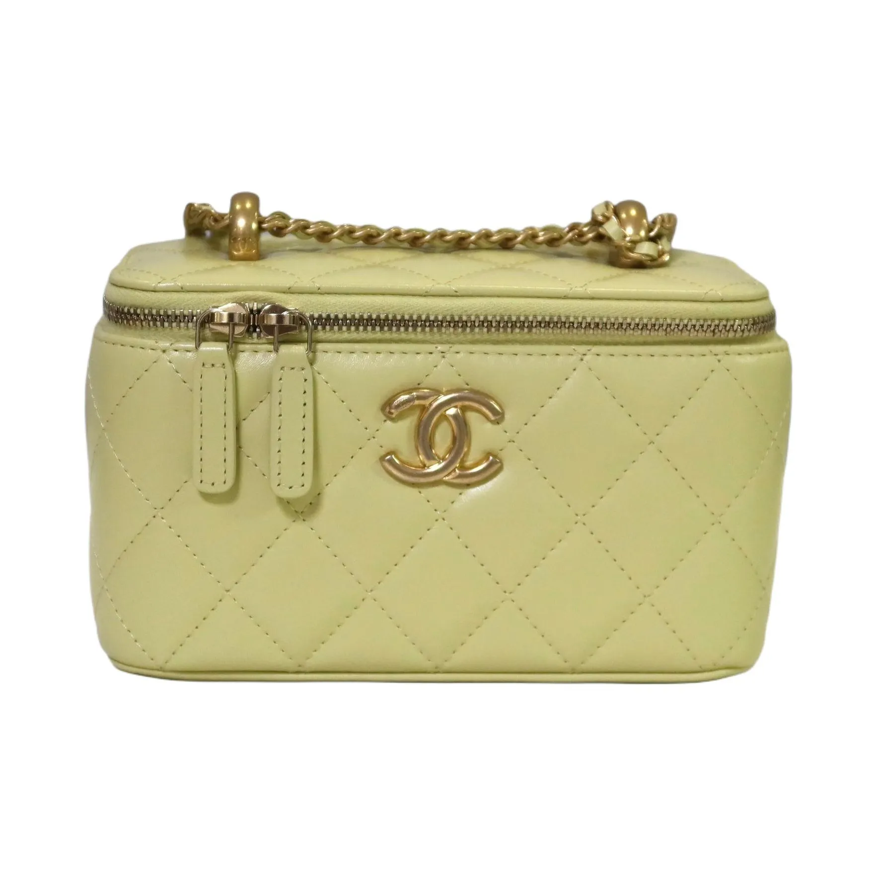 CHANEL Cow Leather Box Bag Shoulder Bag Women's Yellow