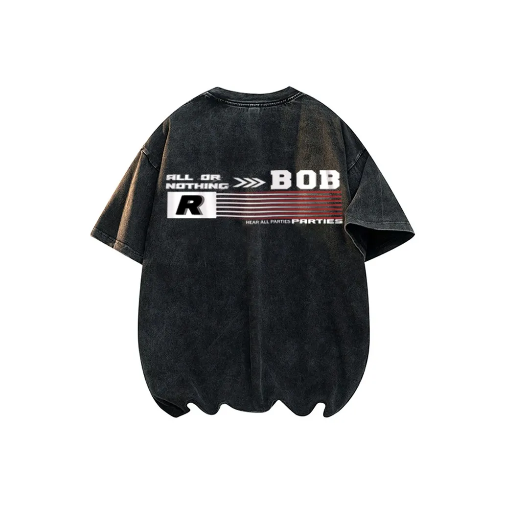 BOBBY ABLEY Tie Dye Washable Distressed Heavyweight Off The Shoulder T Shirt Unisex