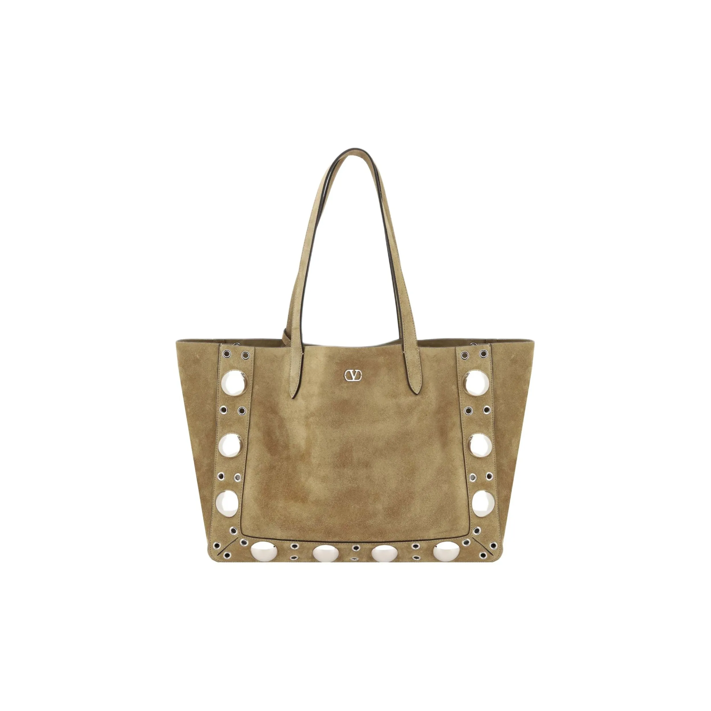 Valentino Suede Tote Bag, Shopping Bag, Shoulder Bag Women's Beige