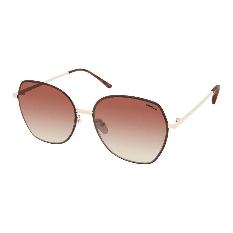 KENNETH joli cole Metal Irregular Shape Sunglasses Unisex Brown