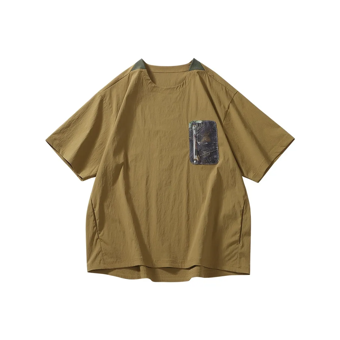 SET FUNS Стиль T Рубашка Лето Мужской Хаки-желтый