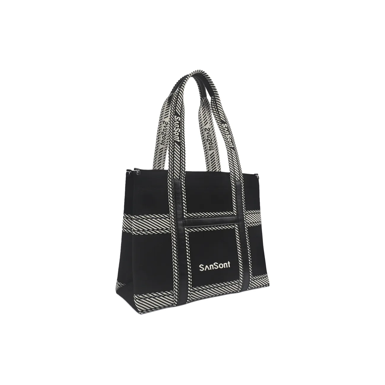 SANSONT Нейлон FLY KNIT с коровьей кожей зебровый принт сумка стандартная унисекс черный айвори белый