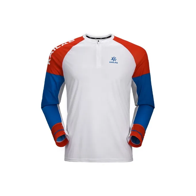 KAILAS Круглый вырез Длинный рукав Т-рубашка Мужская Кварц Белый
