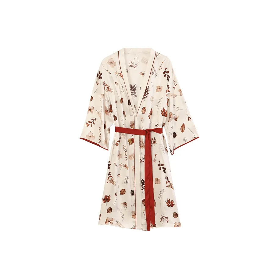 JINSANT Сон Robe Женские Цветочный And Bird Жаккард