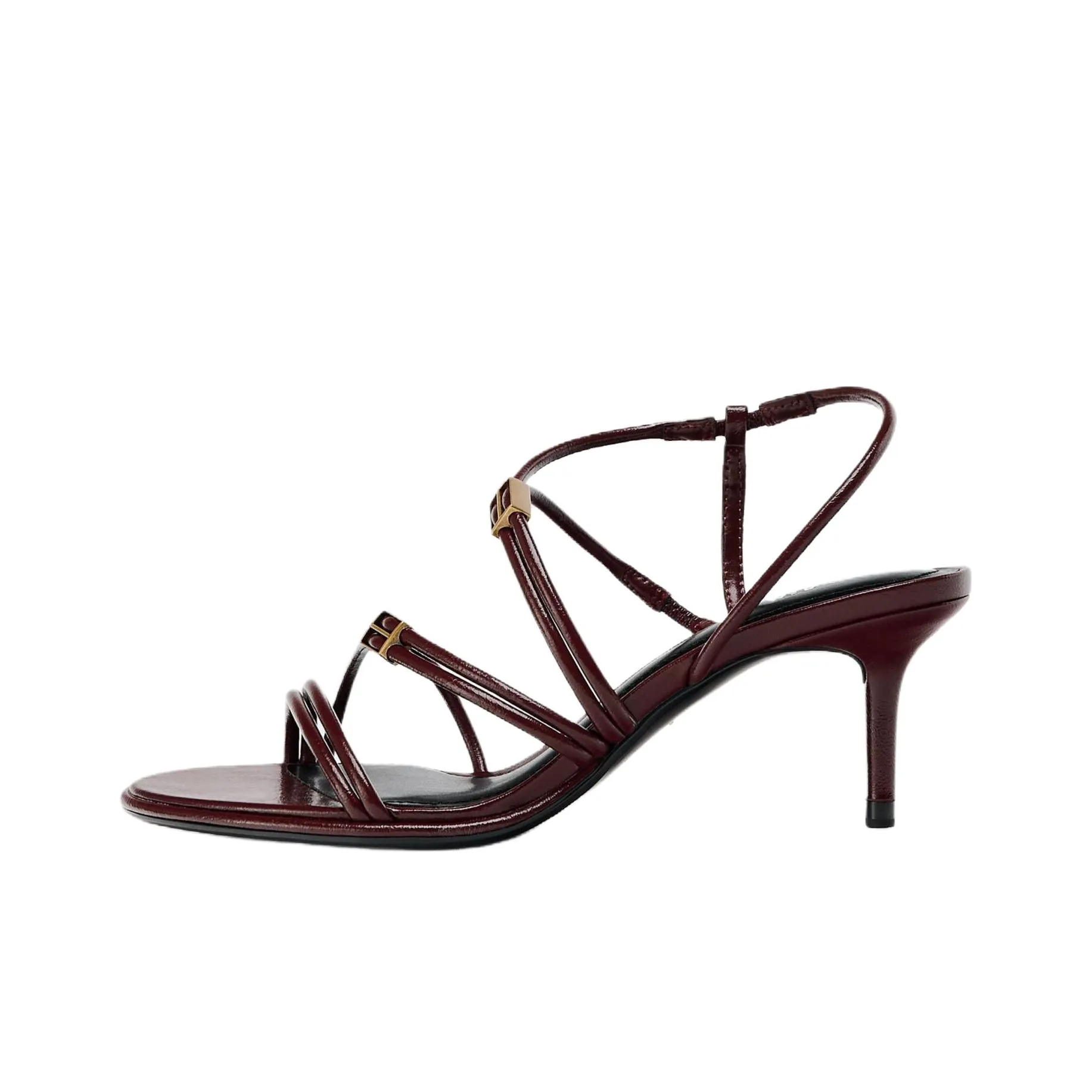 ZARA One Ремень Сандалии 7 см Женские Темно-Красный Цвет